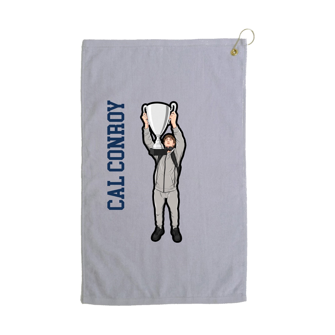 Golf Towel — Name Vertical in Grey