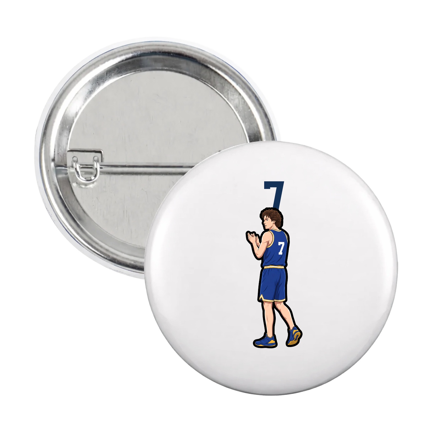 Game Day Button — Number Top in White