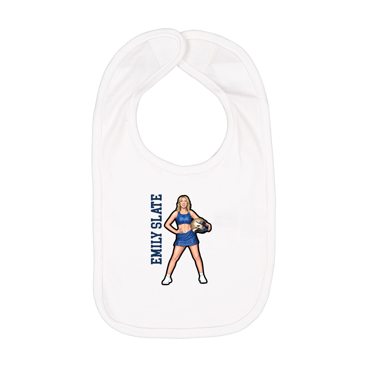 Infant Bib — Name Vertical in White