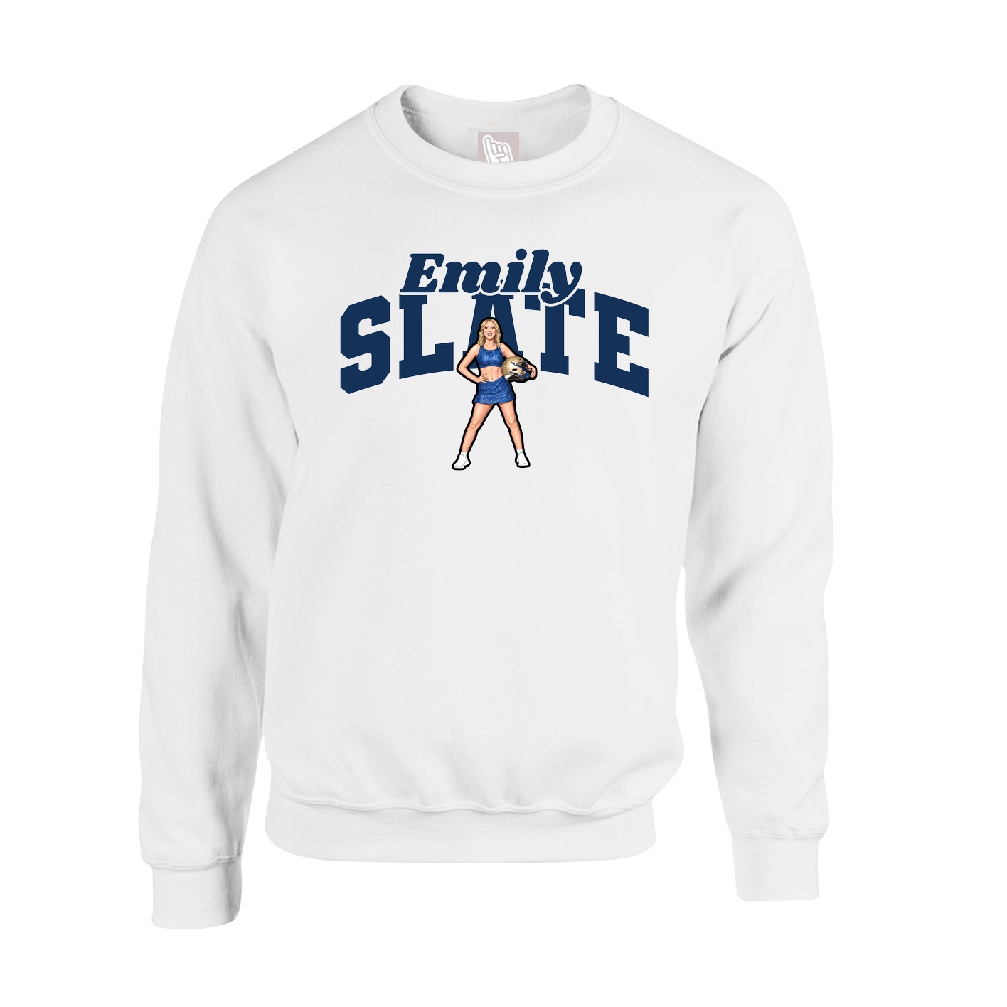 Fleece Crew — Signature Arch in White