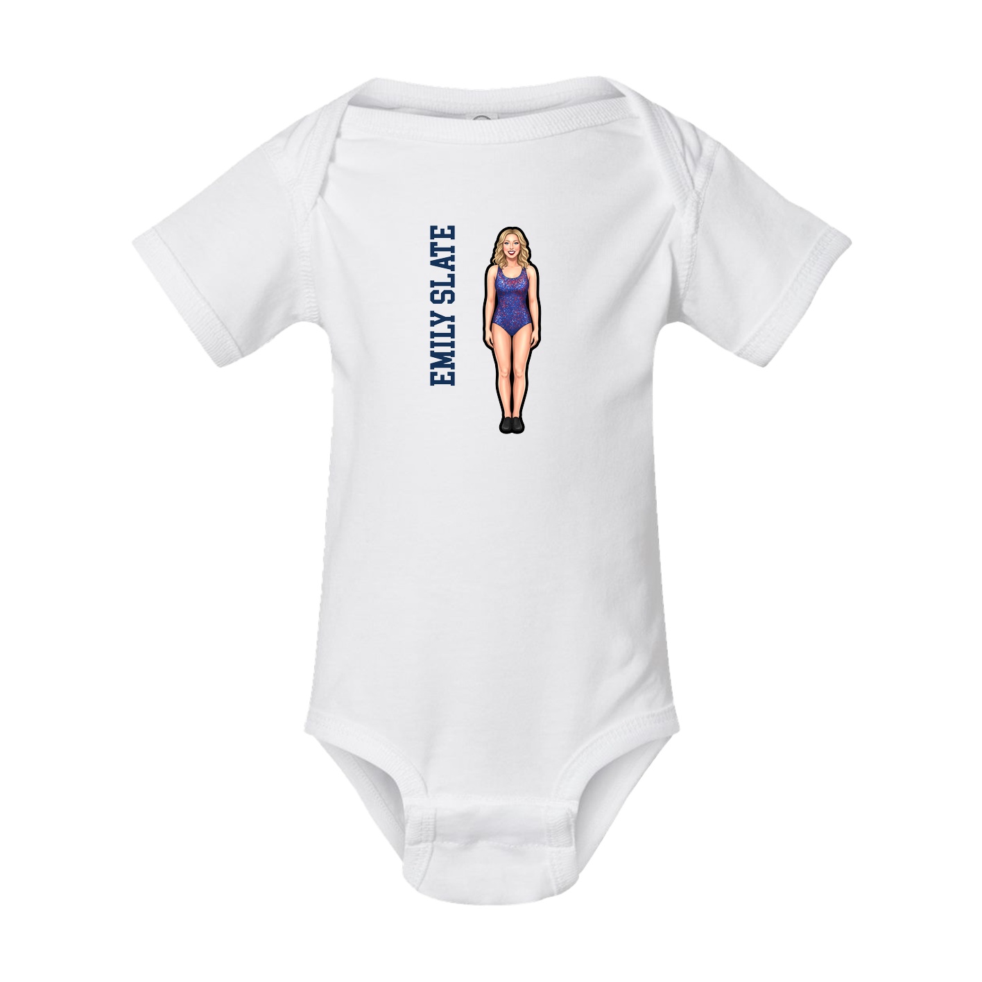Baby Onesie — Name Vertical in White