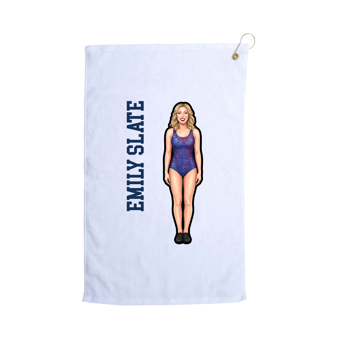 Golf Towel — Name Vertical in White