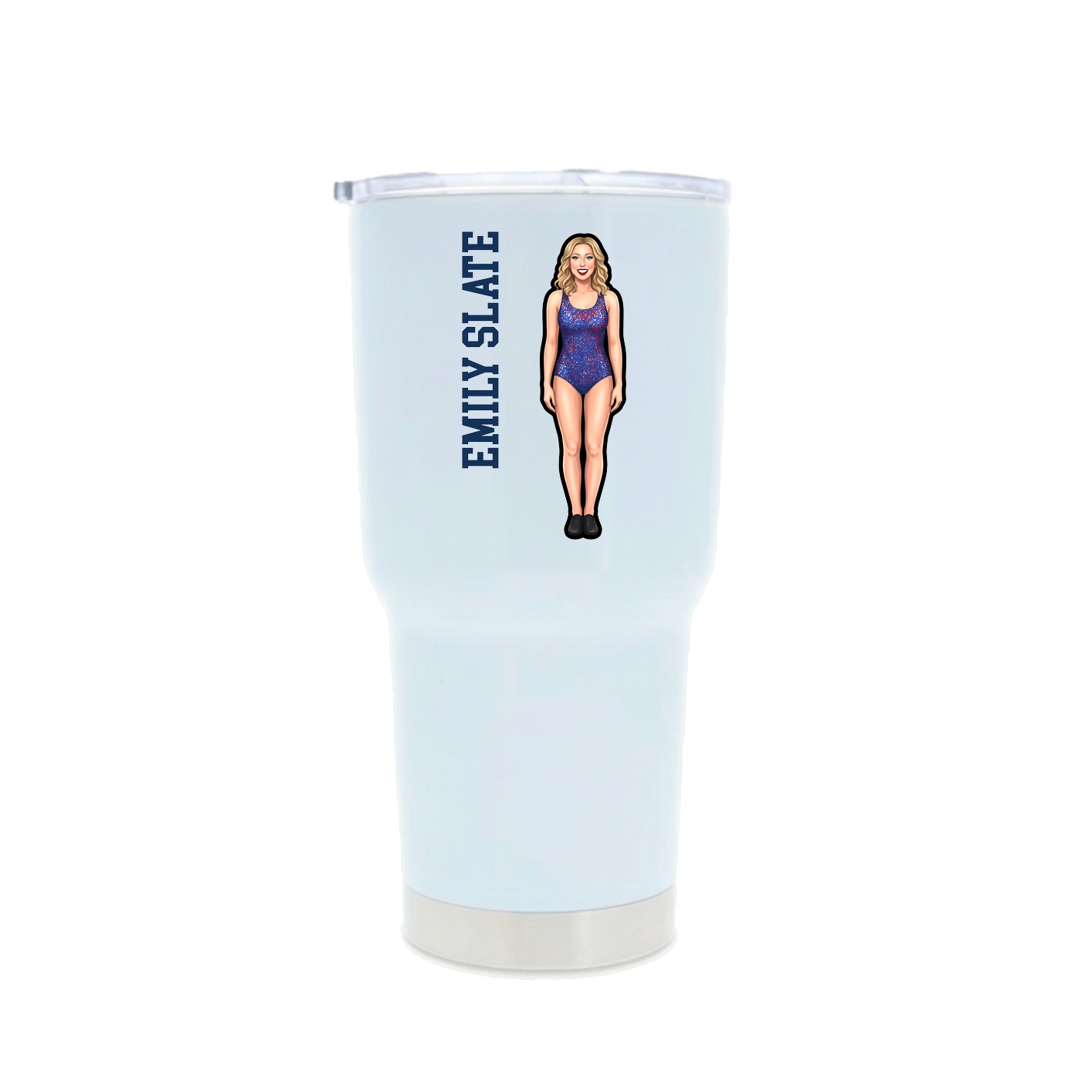 30oz Stainless Steel Tumbler — Name Vertical in White