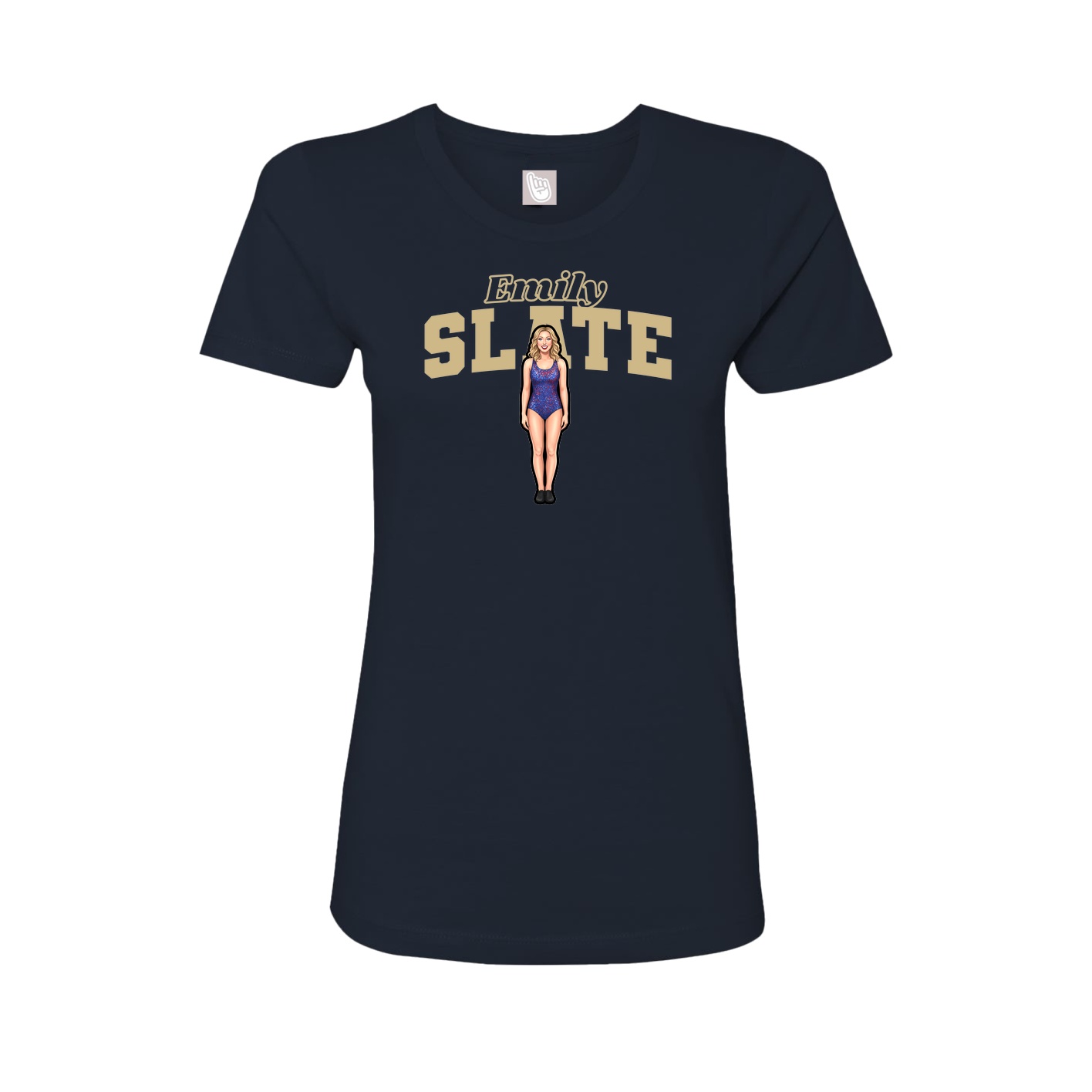 Fitted Women's Tee — Name Arch in Navy