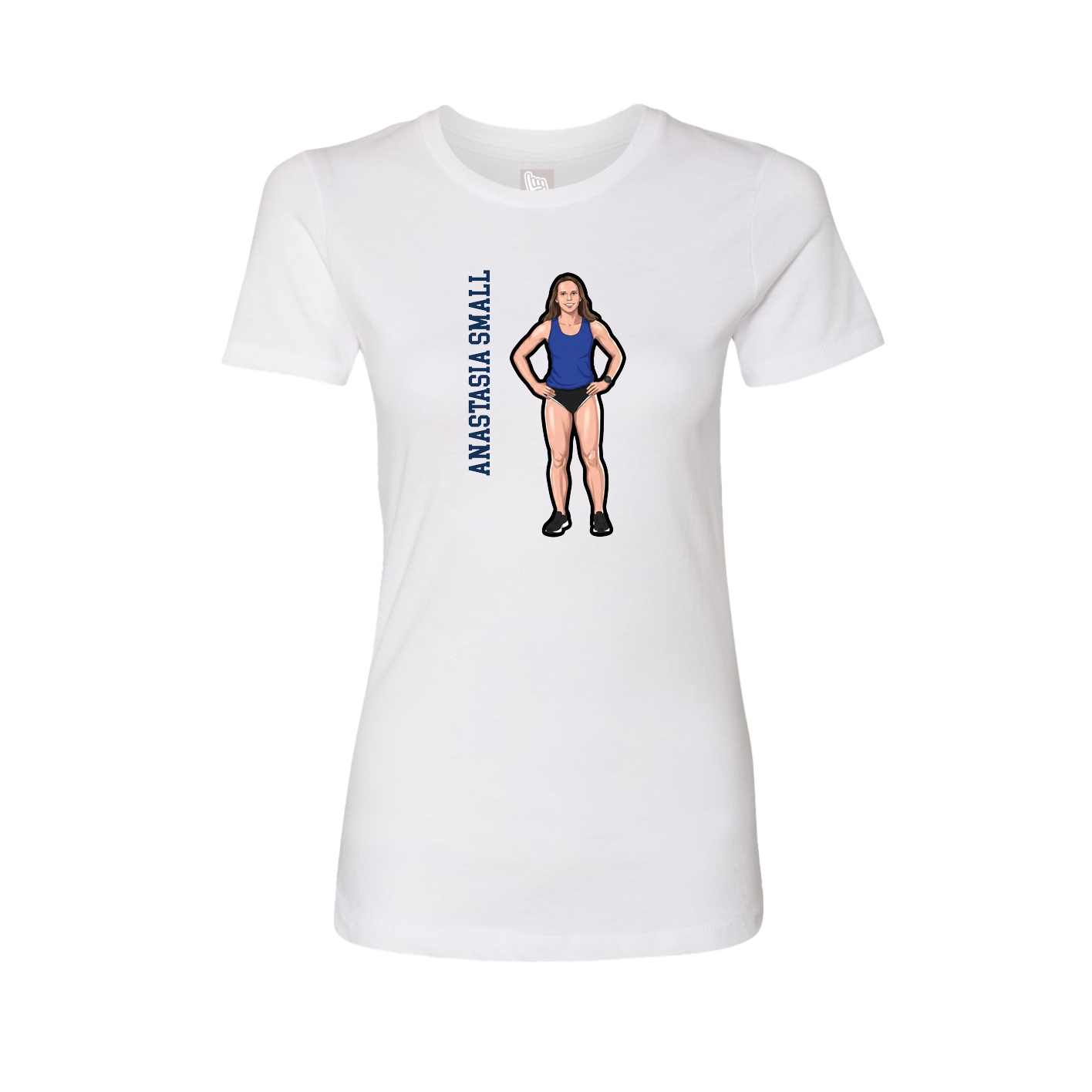Womens Tee — Name Vertical in White
