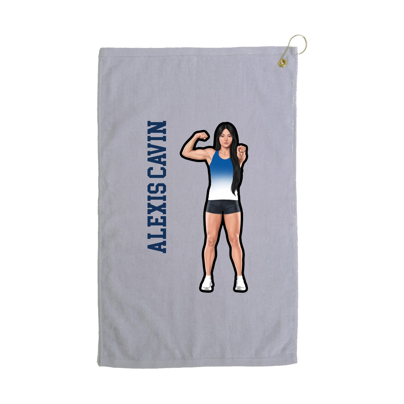 Golf Towel — Name Vertical in Grey