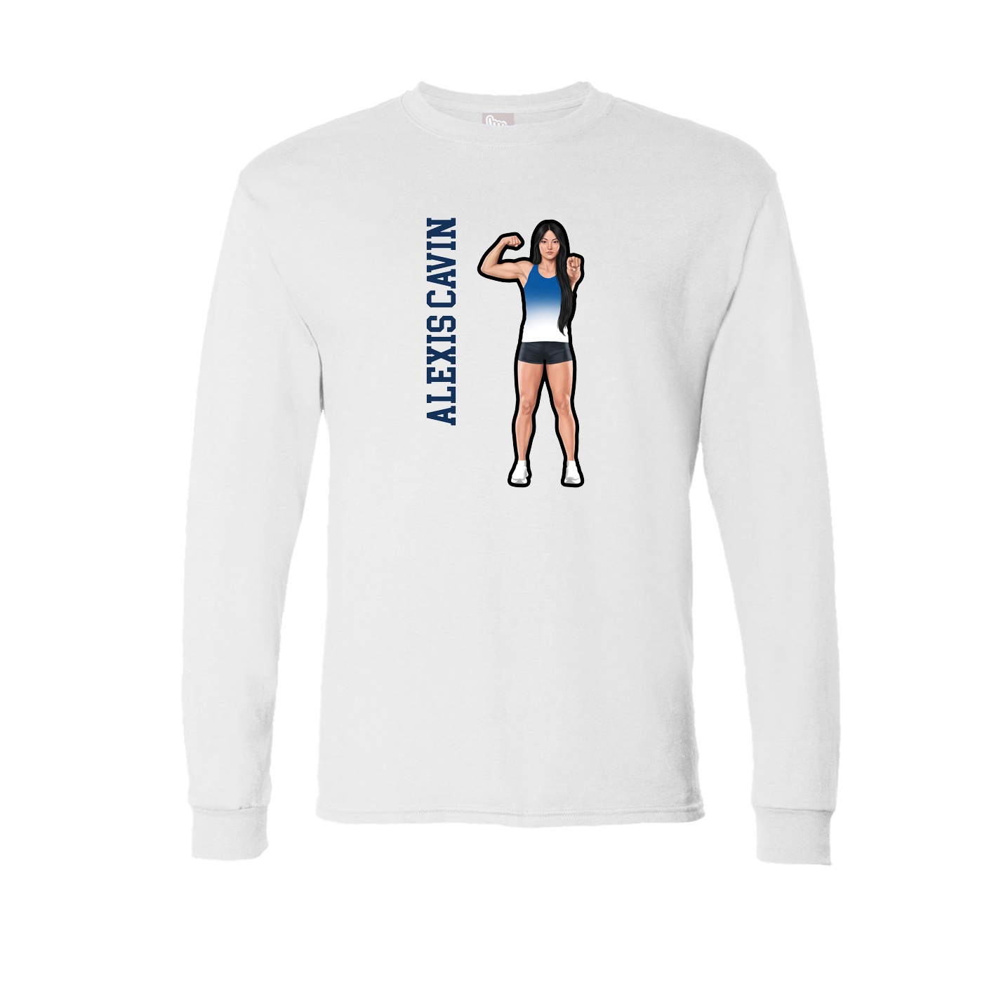 Long Sleeve Tee — Name Vertical in White