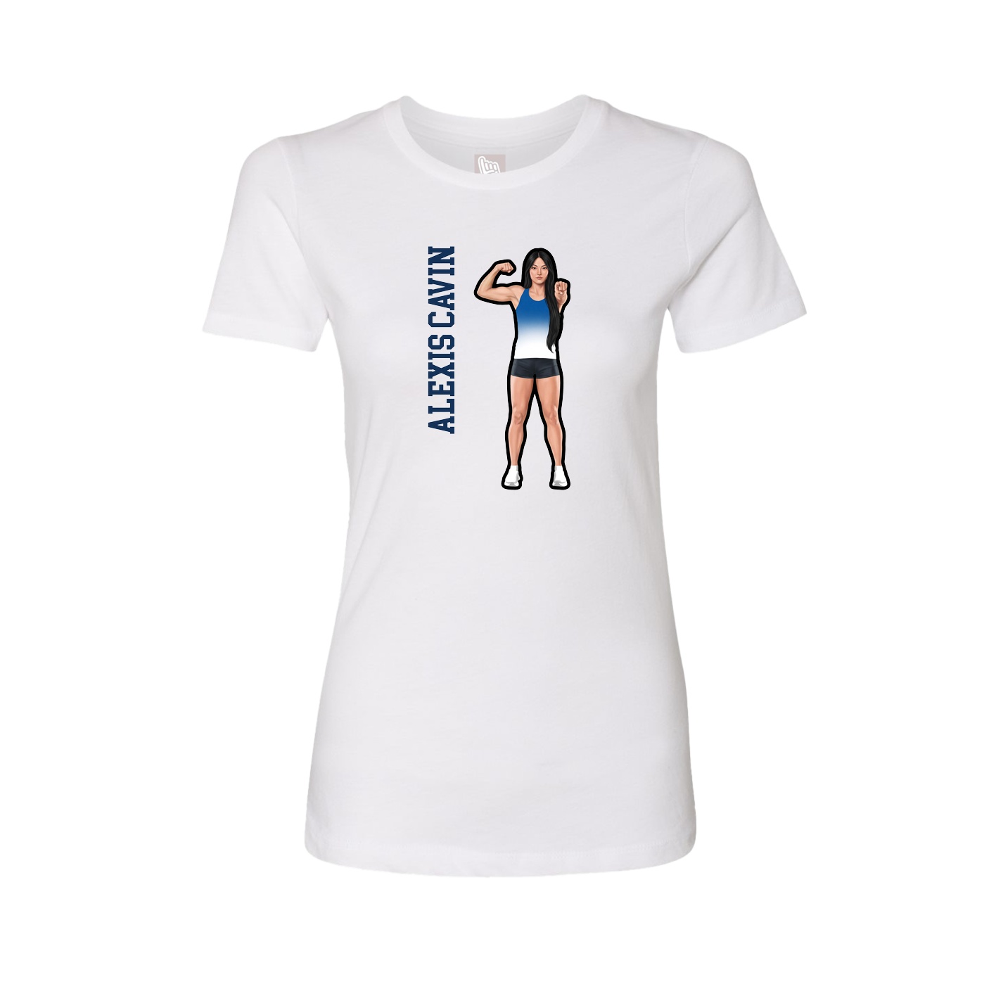 Fitted Women's Tee — Name Vertical in White