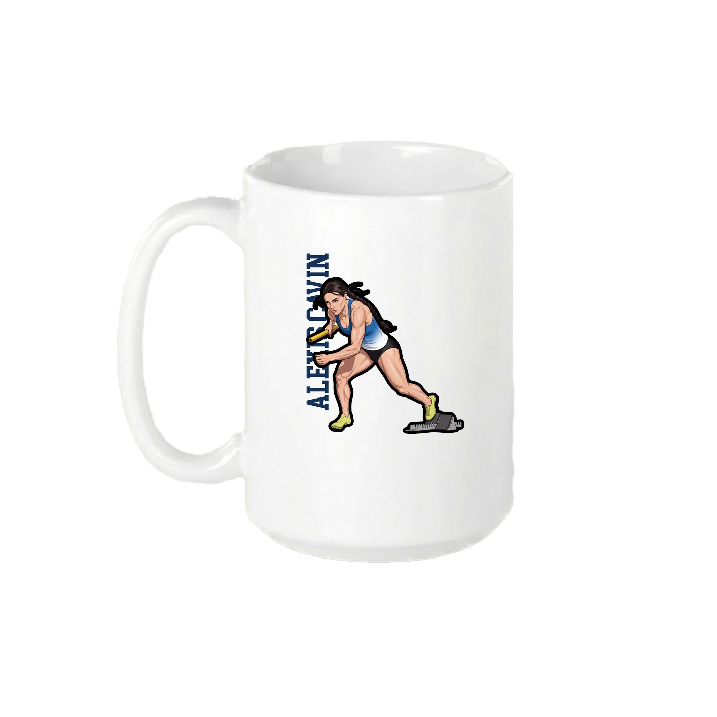 15oz Coffee Mug — Name Vertical in White