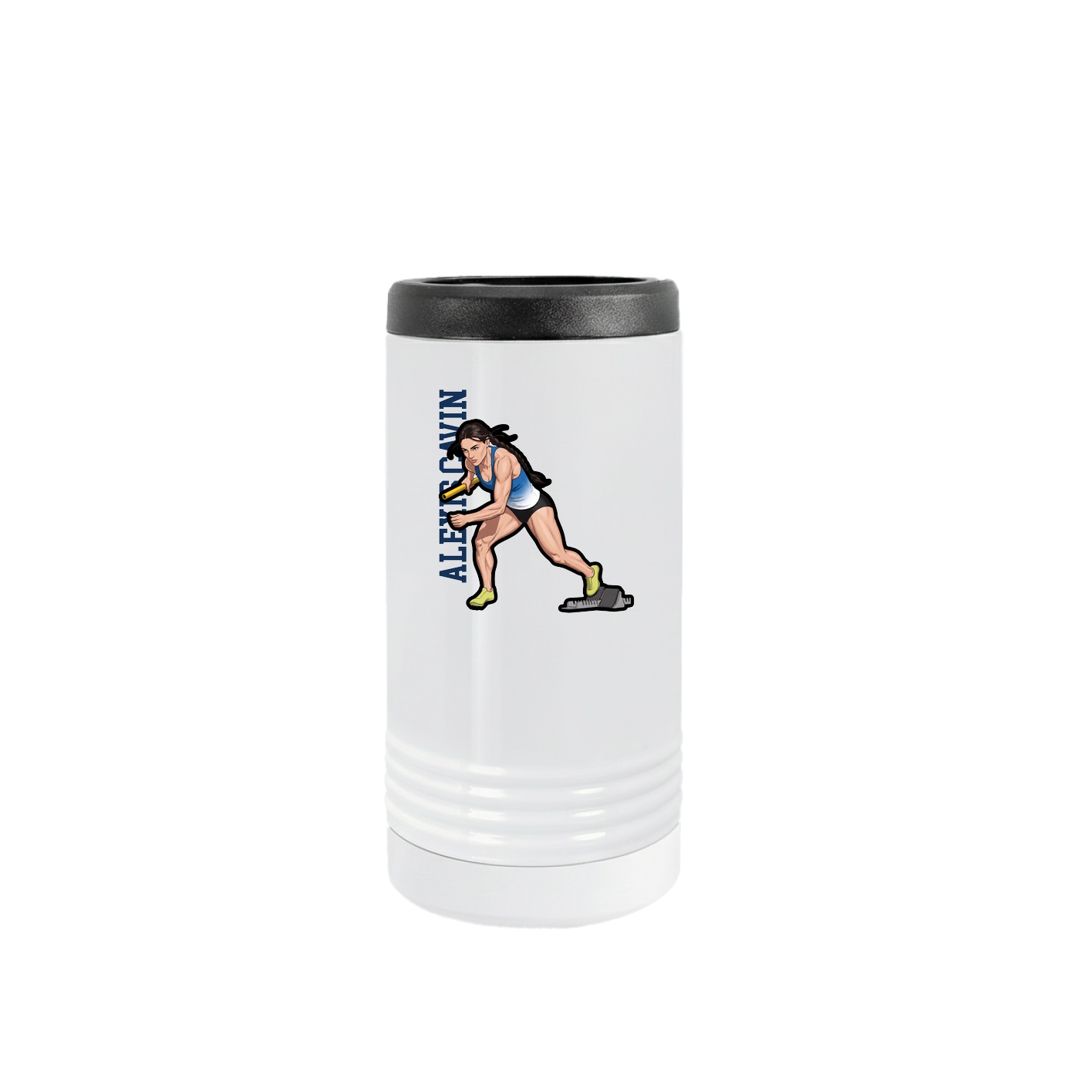 Slim Beverage Holder — Name Vertical in White