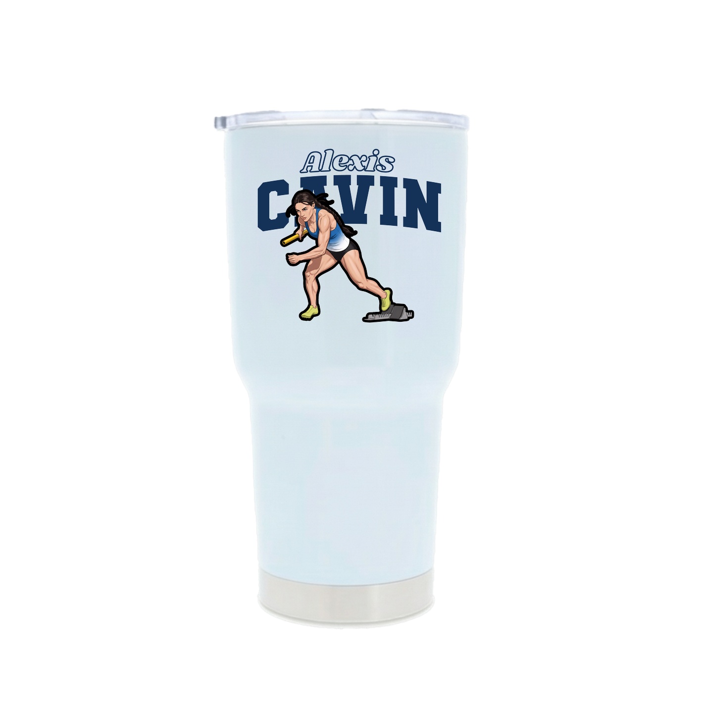 30oz Stainless Steel Tumbler — Name Arch in White