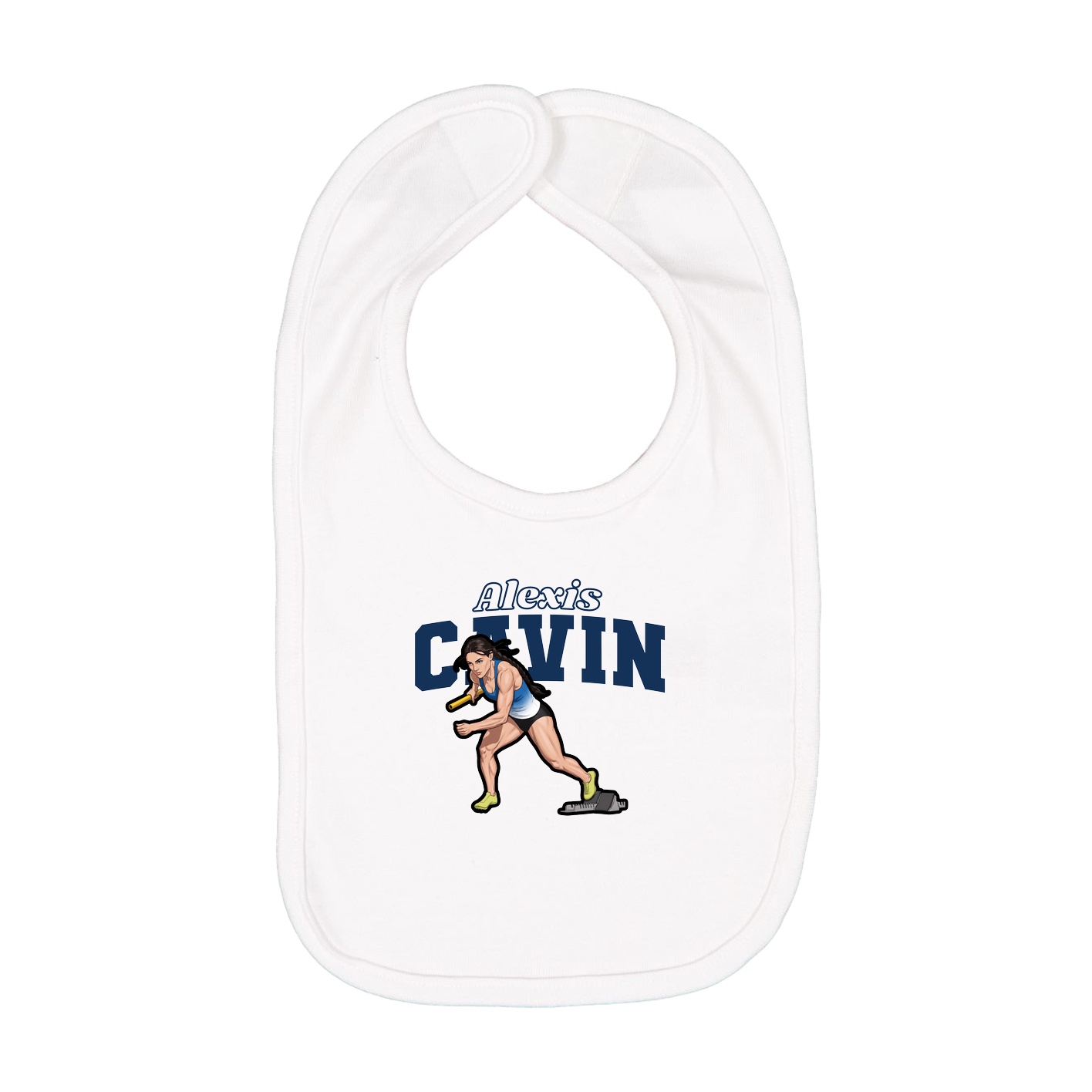 Infant Bib — Name Arch in White