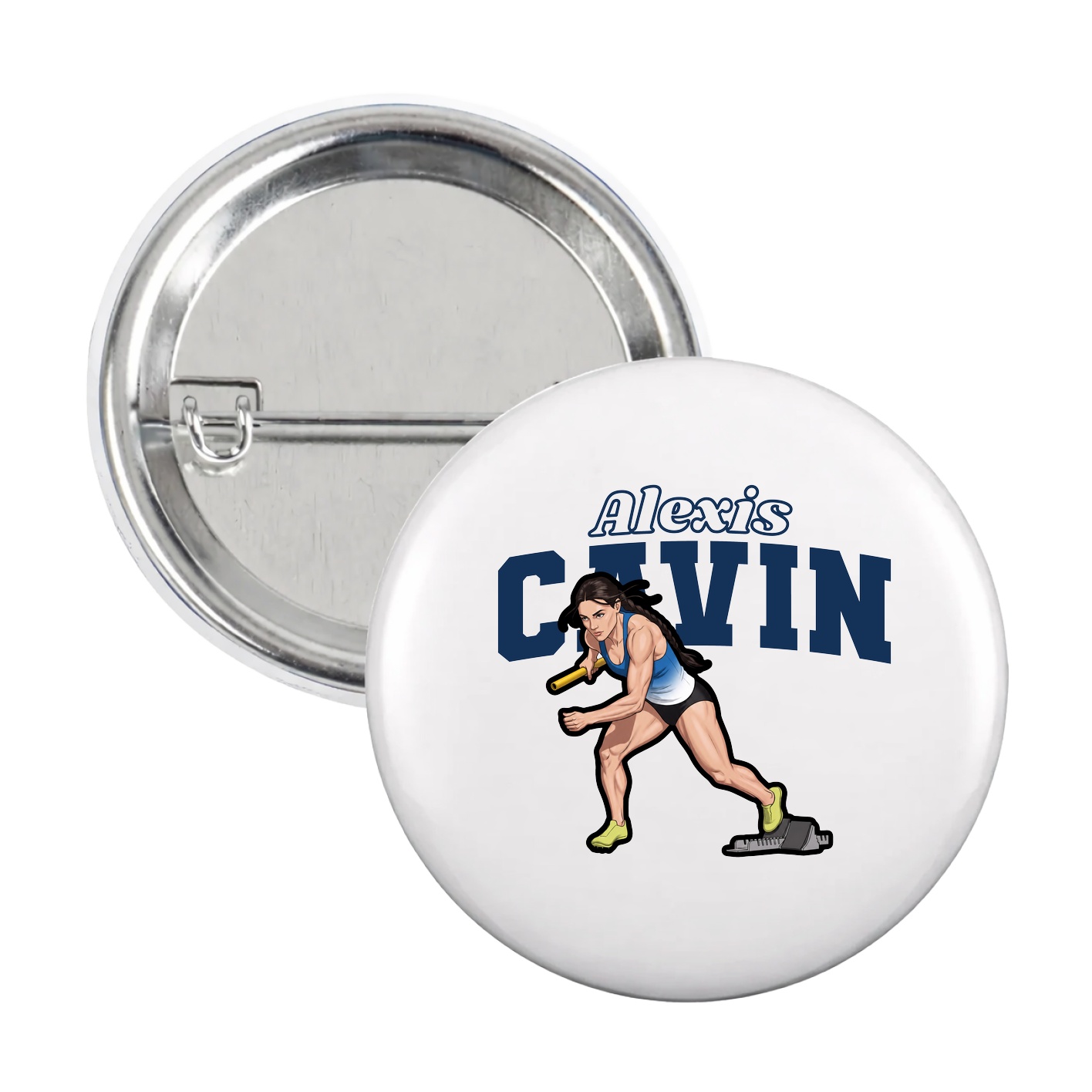 Game Day Button — Name Arch in White