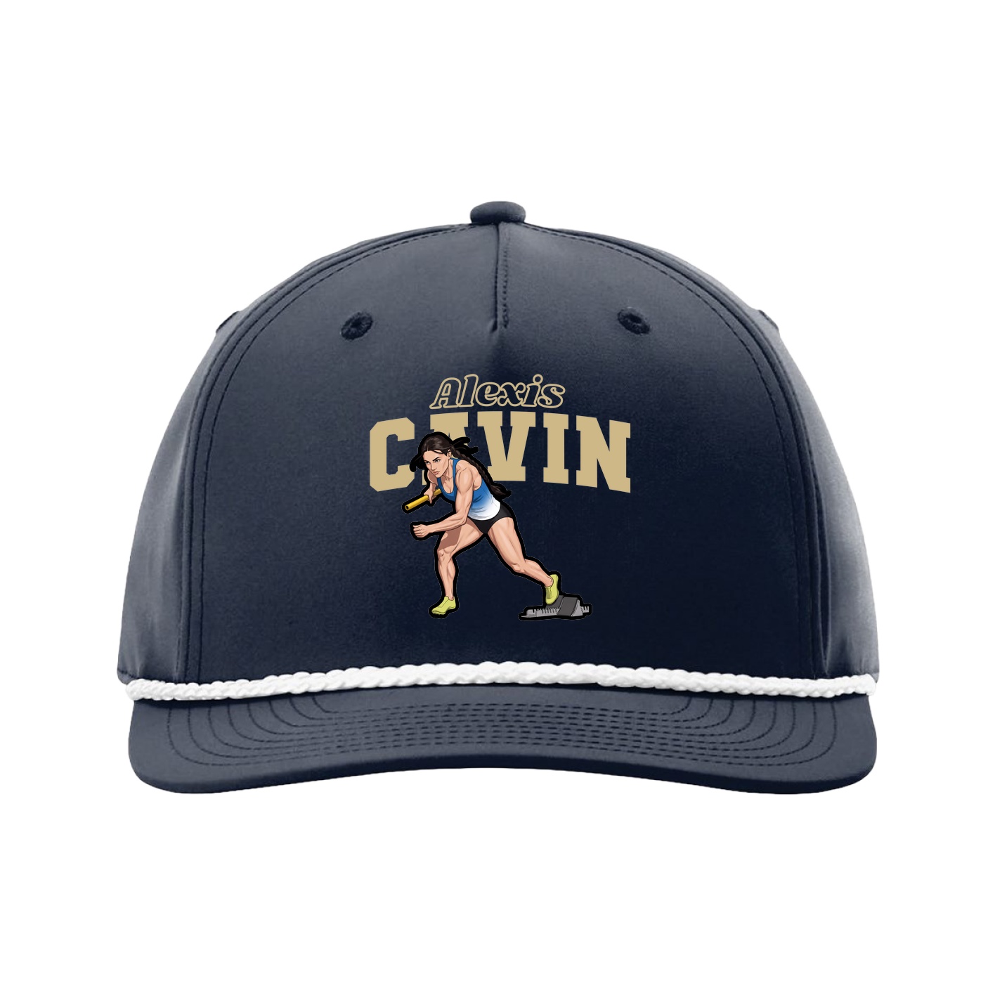 Five-Panel Classic Rope Cap — Name Arch in Navy