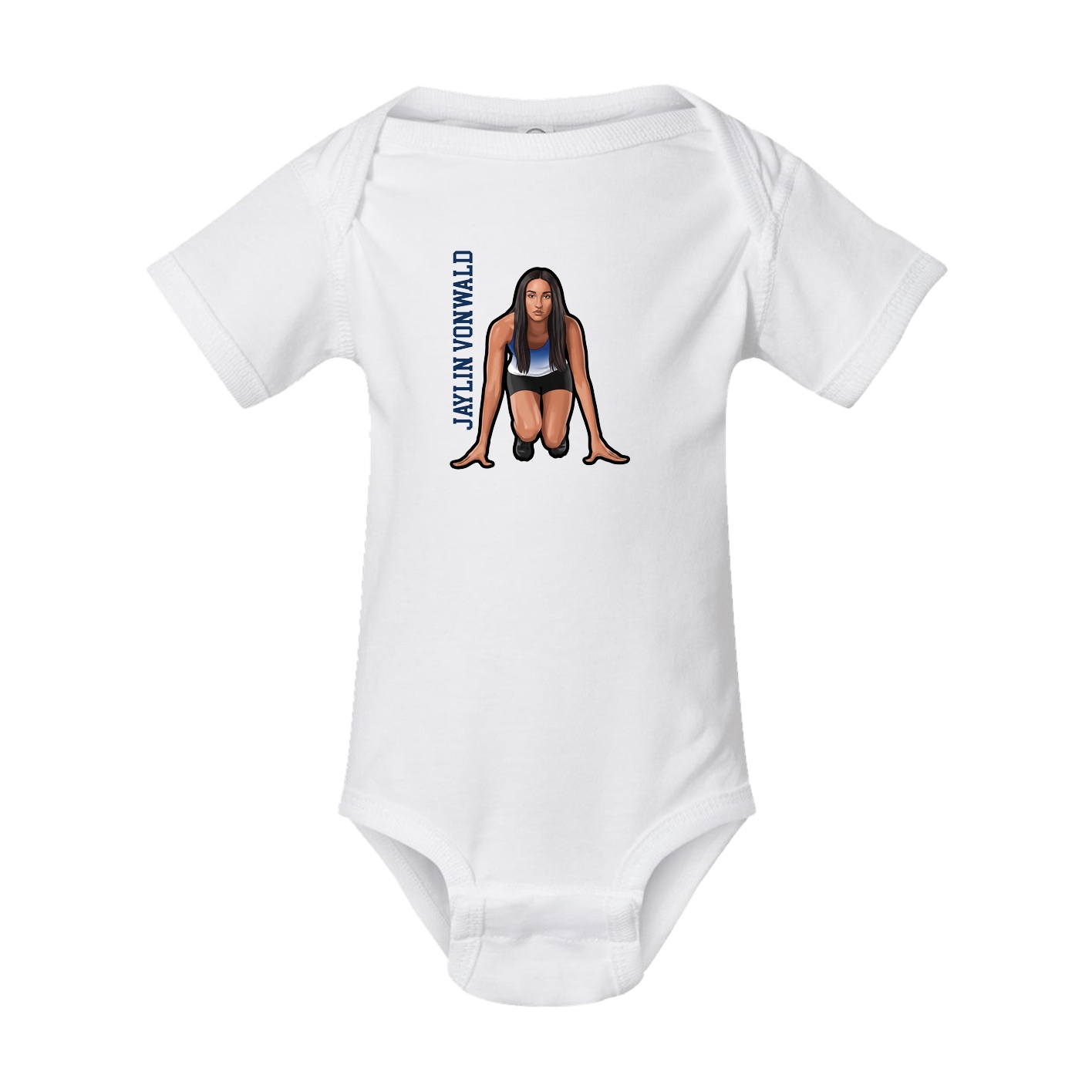 Baby Onesie — Name Vertical in White
