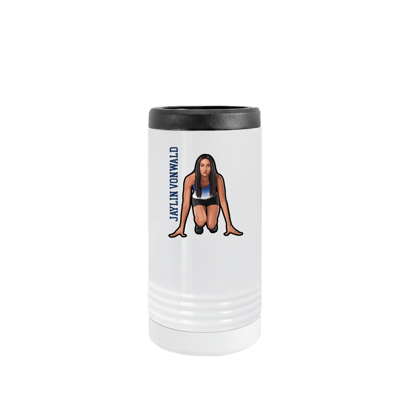 Slim Beverage Holder — Name Vertical in White