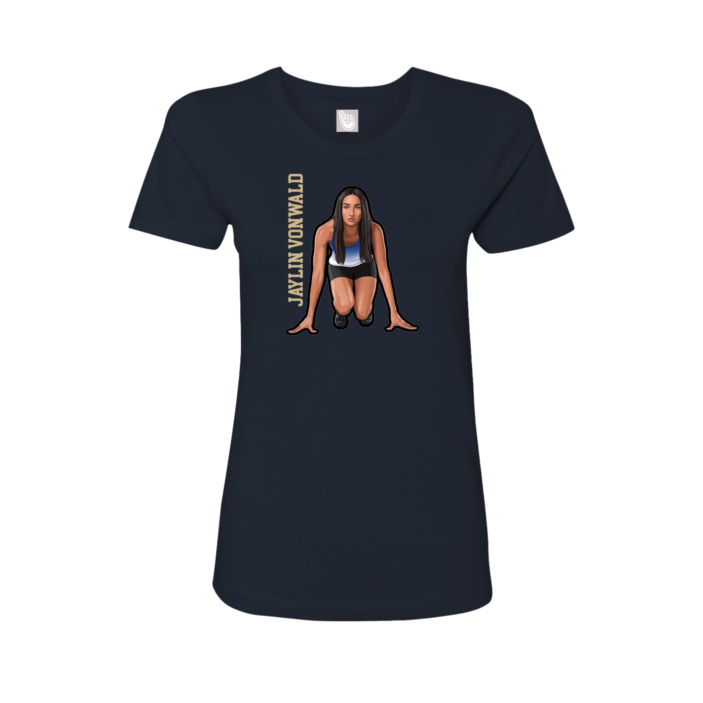 Fitted Women's Tee — Name Vertical in Navy
