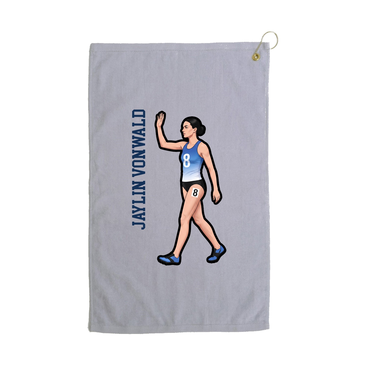 Golf Towel — Name Vertical in Grey