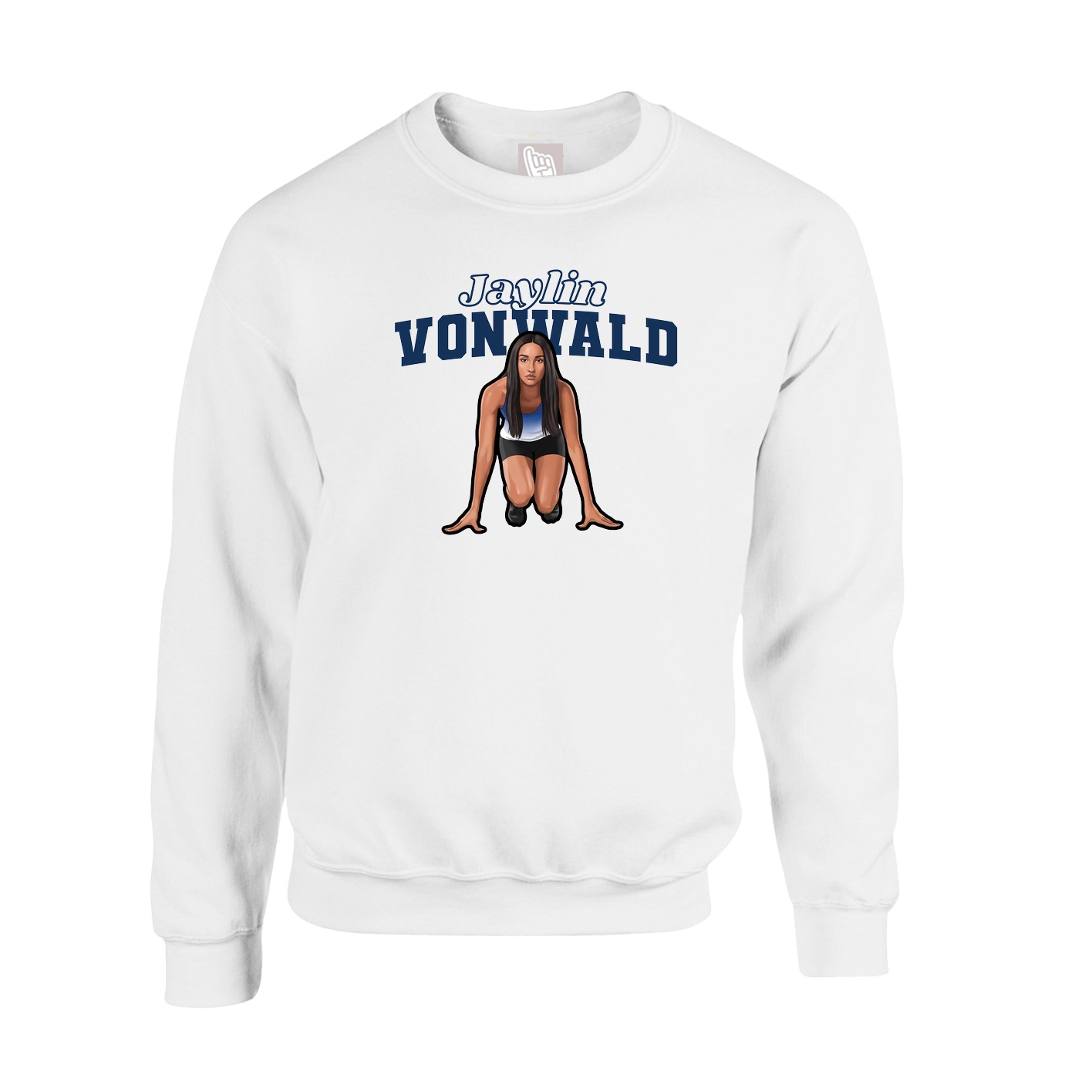 Fleece Crew — Name Arch in White