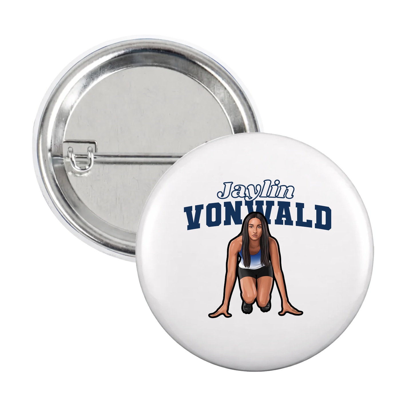 Game Day Button — Name Arch in White