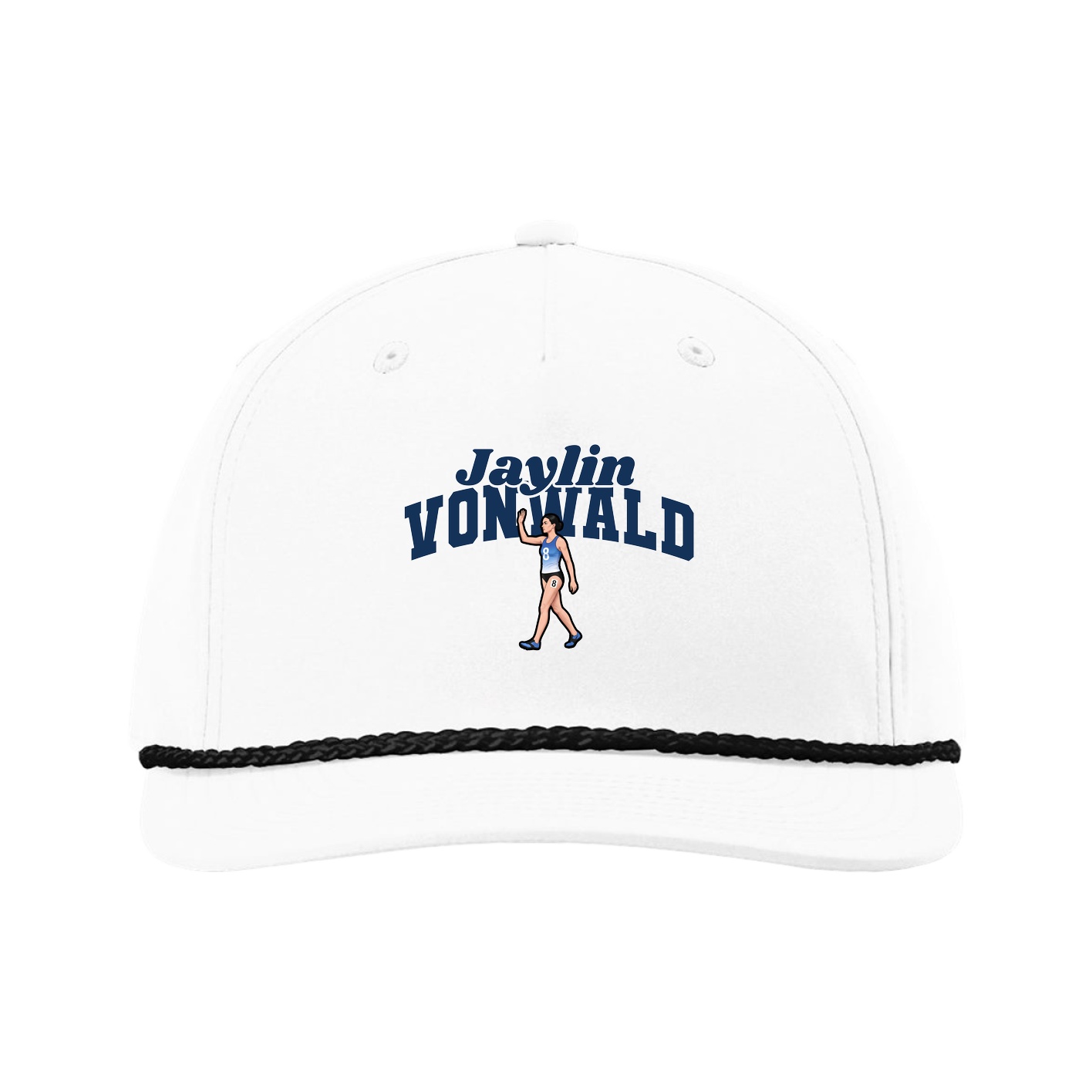 Five-Panel Classic Rope Cap — Signature Arch in White