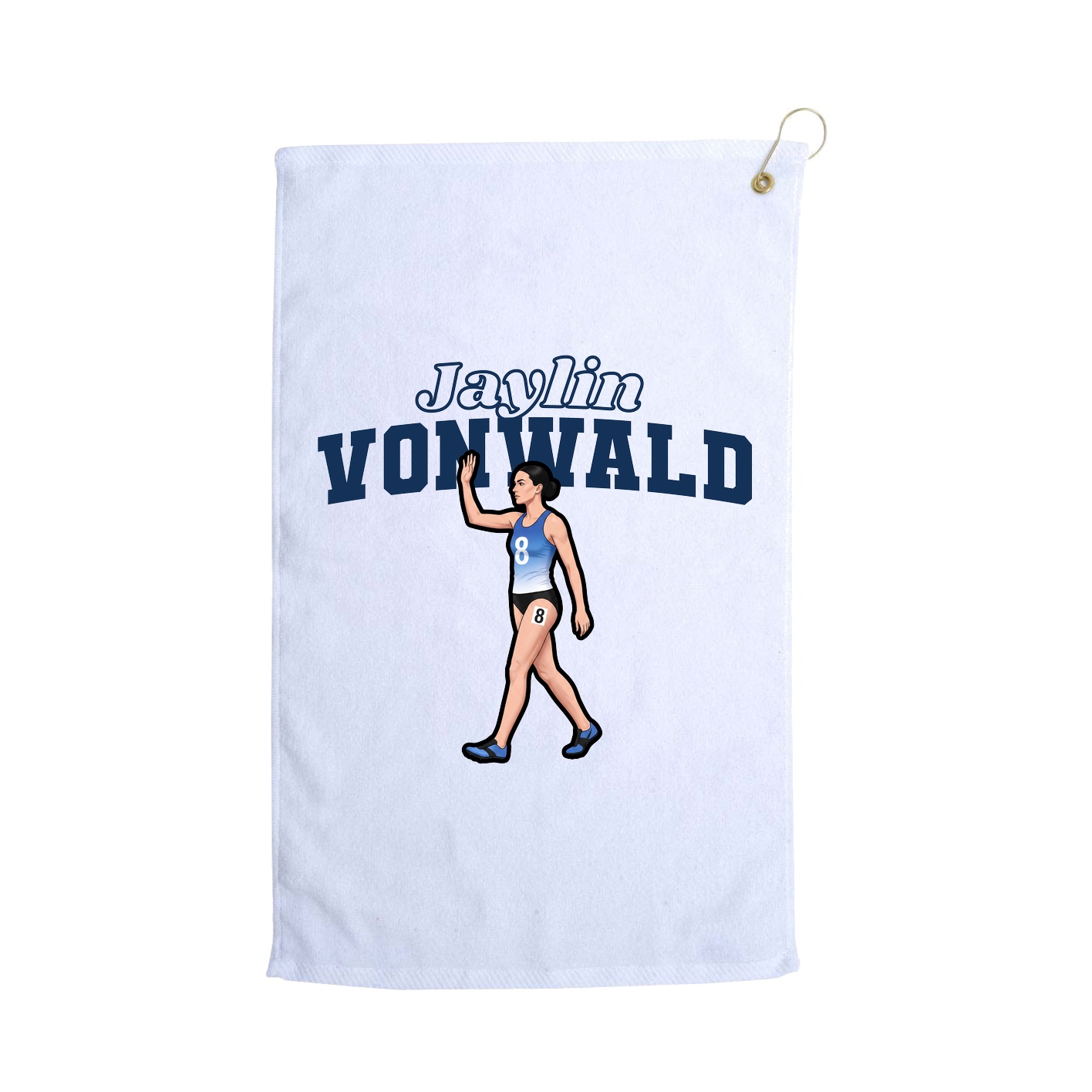 Golf Towel — Name Arch in White