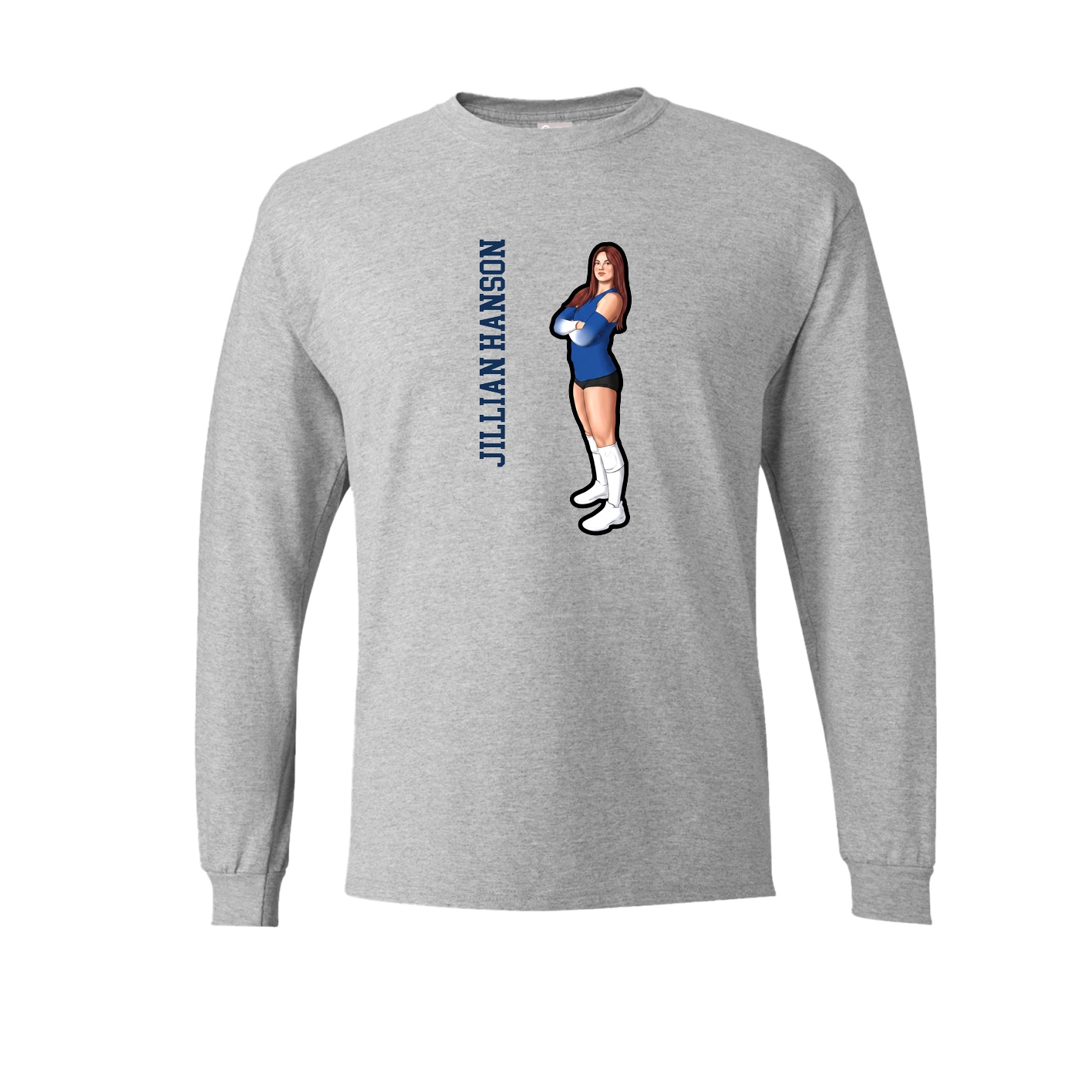Long Sleeve Tee — Name Vertical in Grey