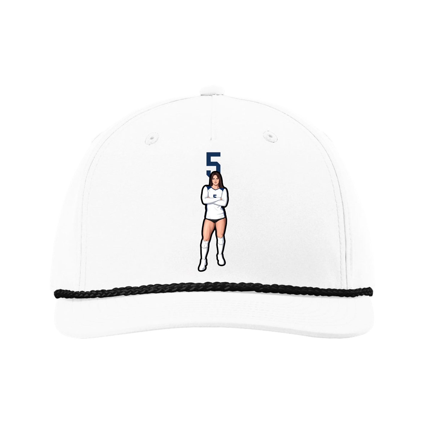 Five-Panel Classic Rope Cap — Number Top in White