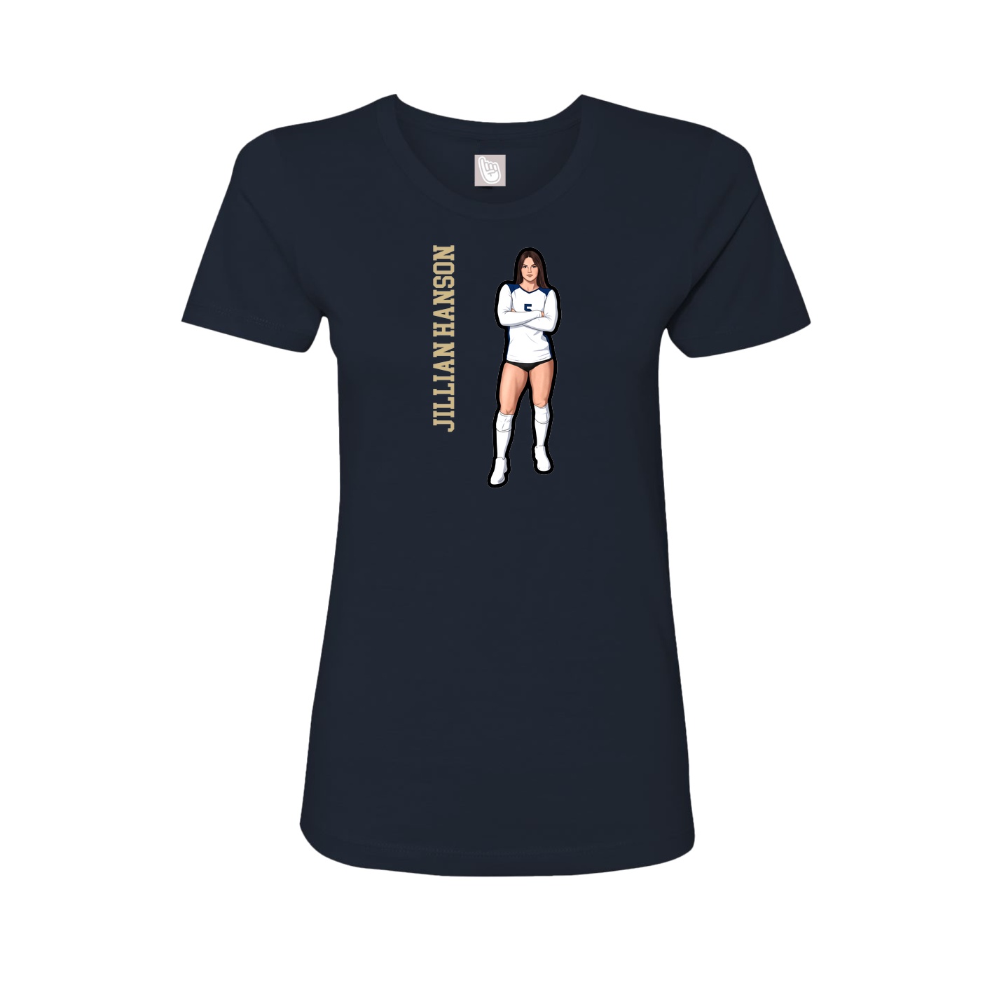 Fitted Women's Tee — Name Vertical in Navy