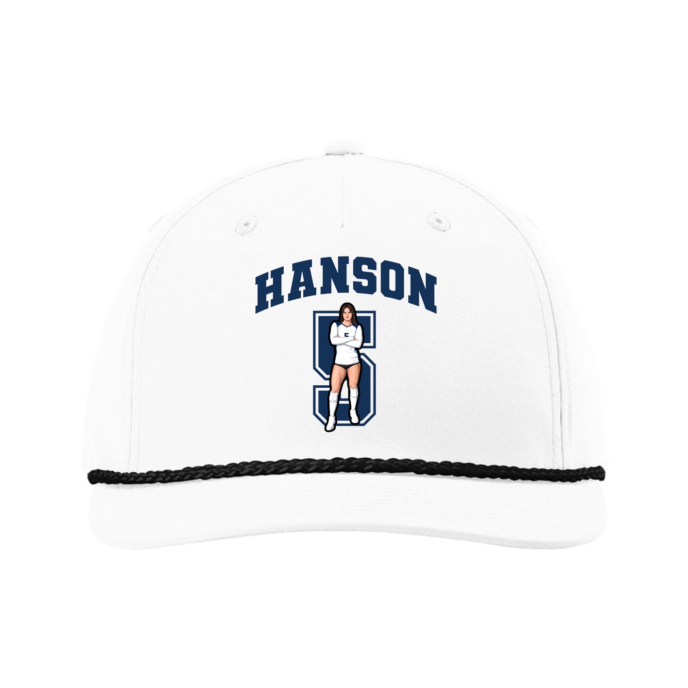 Five-Panel Classic Rope Cap — Number in White