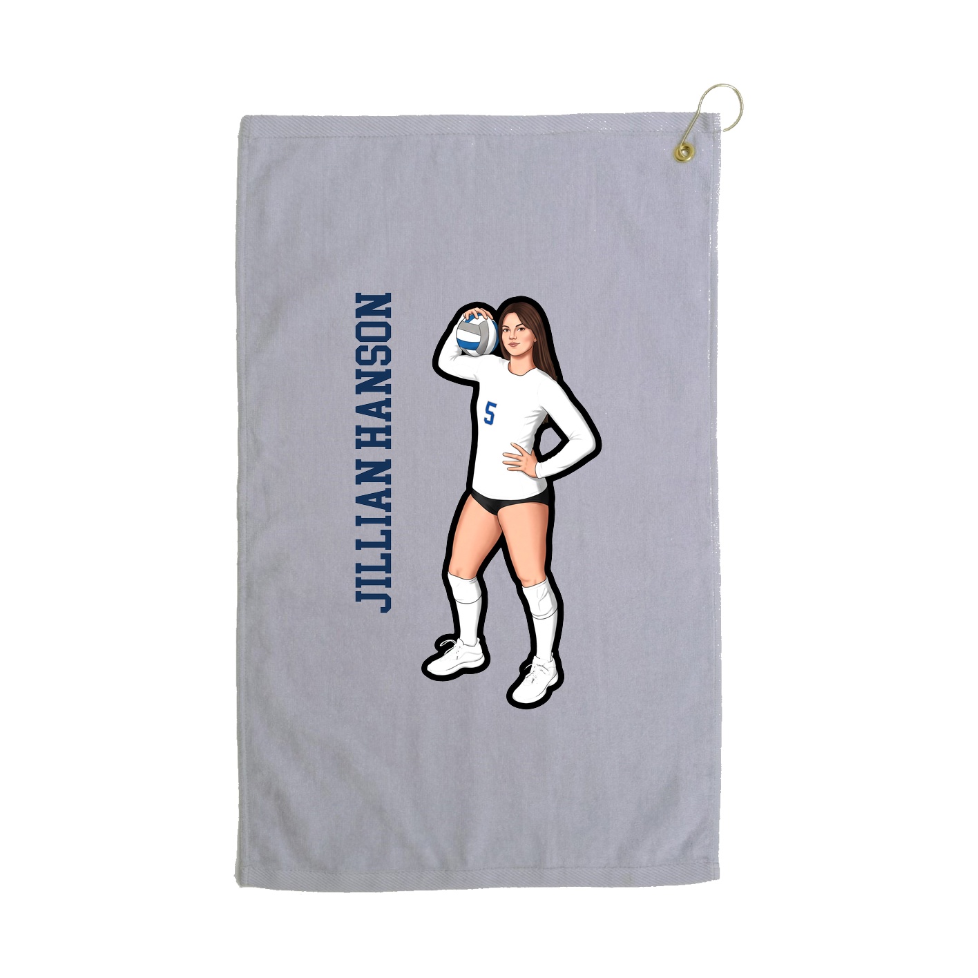 Golf Towel — Name Vertical in Grey