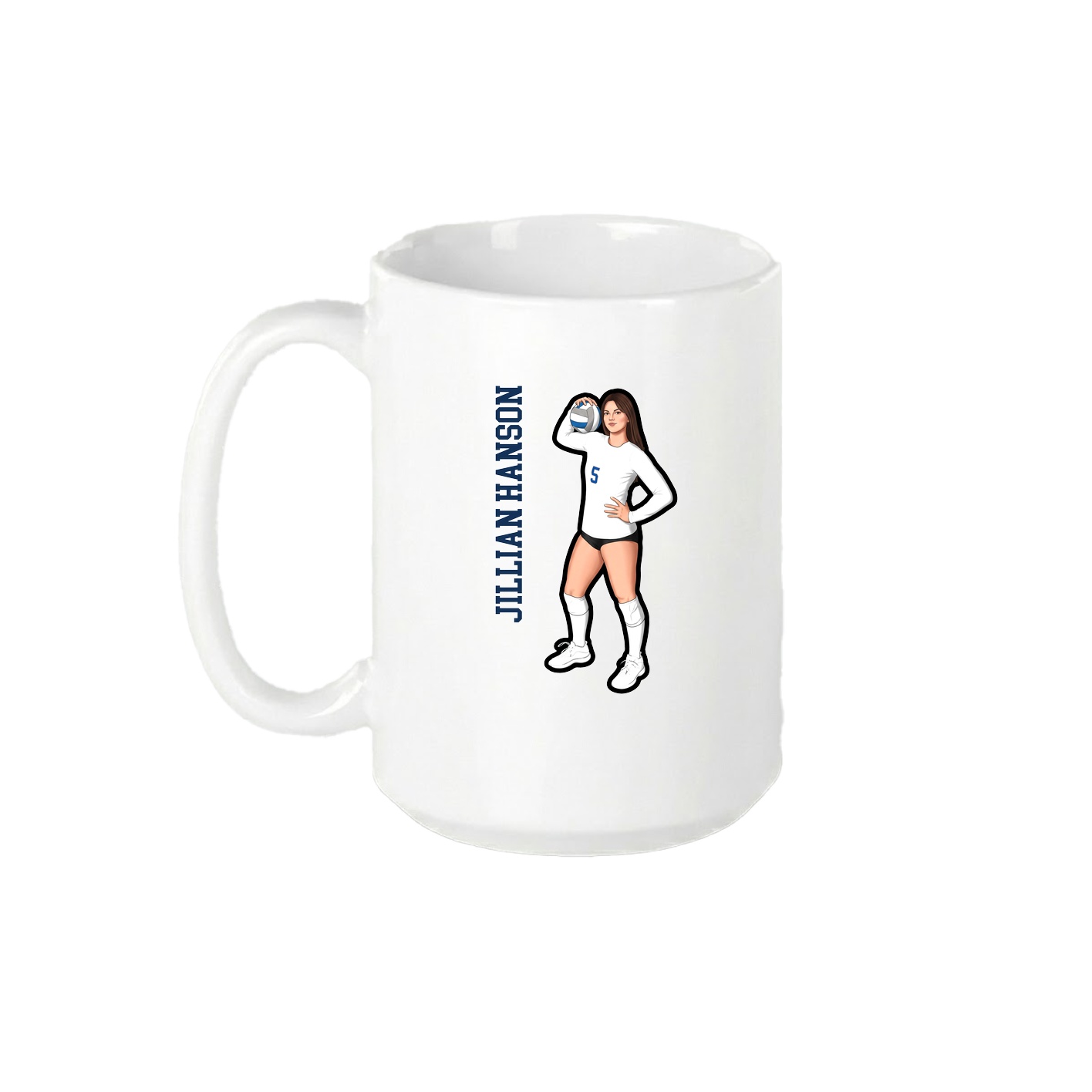 15oz Coffee Mug — Name Vertical in White
