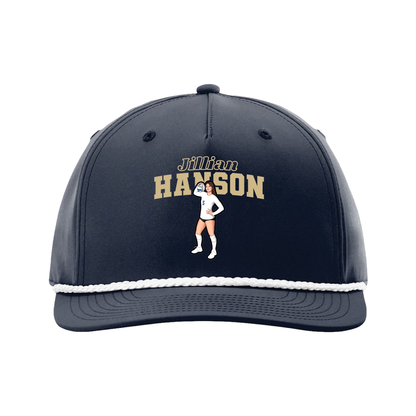 Five-Panel Classic Rope Cap — Name Arch in Navy