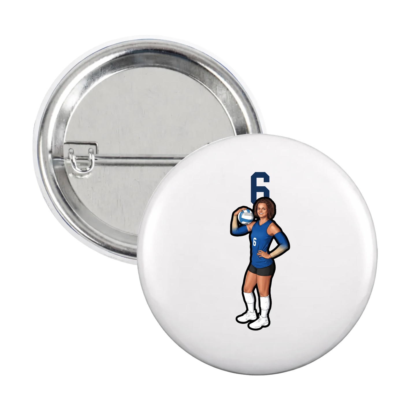 Game Day Button — Number Top in White