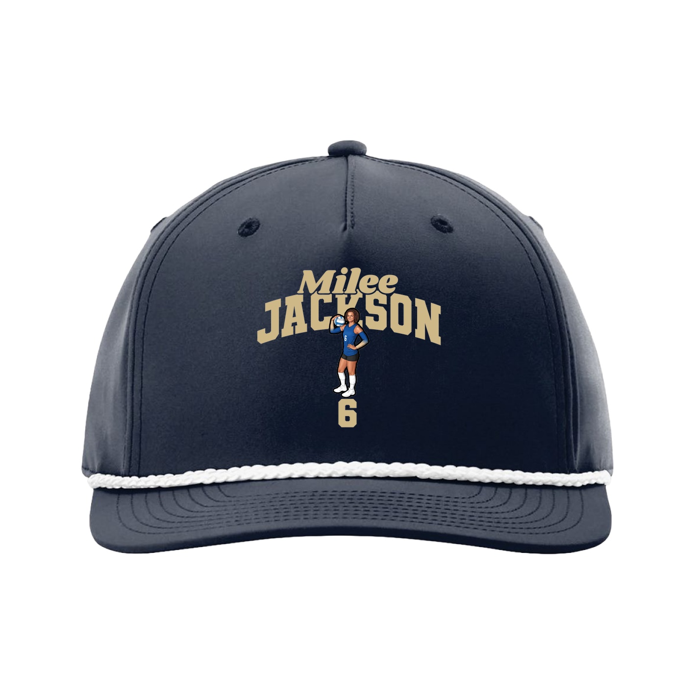 Five-Panel Classic Rope Cap — Signature Arch in Navy