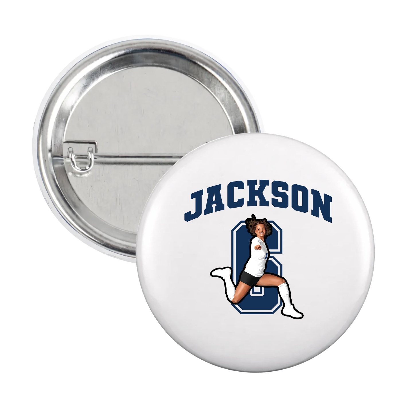 Game Day Button — Number in White