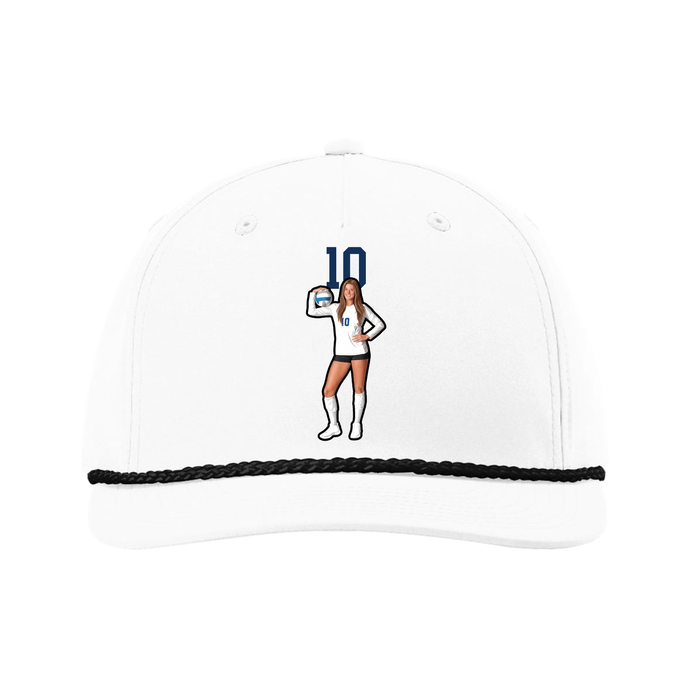 Five-Panel Classic Rope Cap — Number Top in White