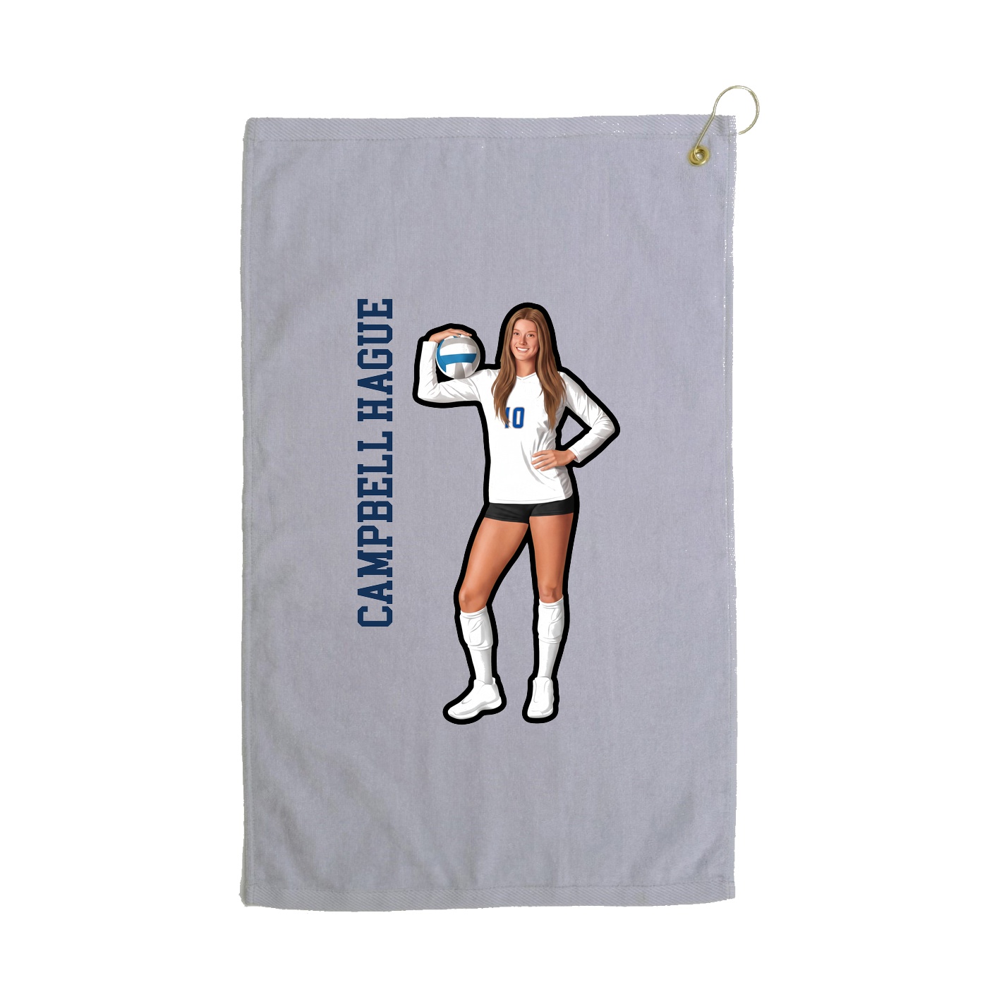 Golf Towel — Name Vertical in Grey