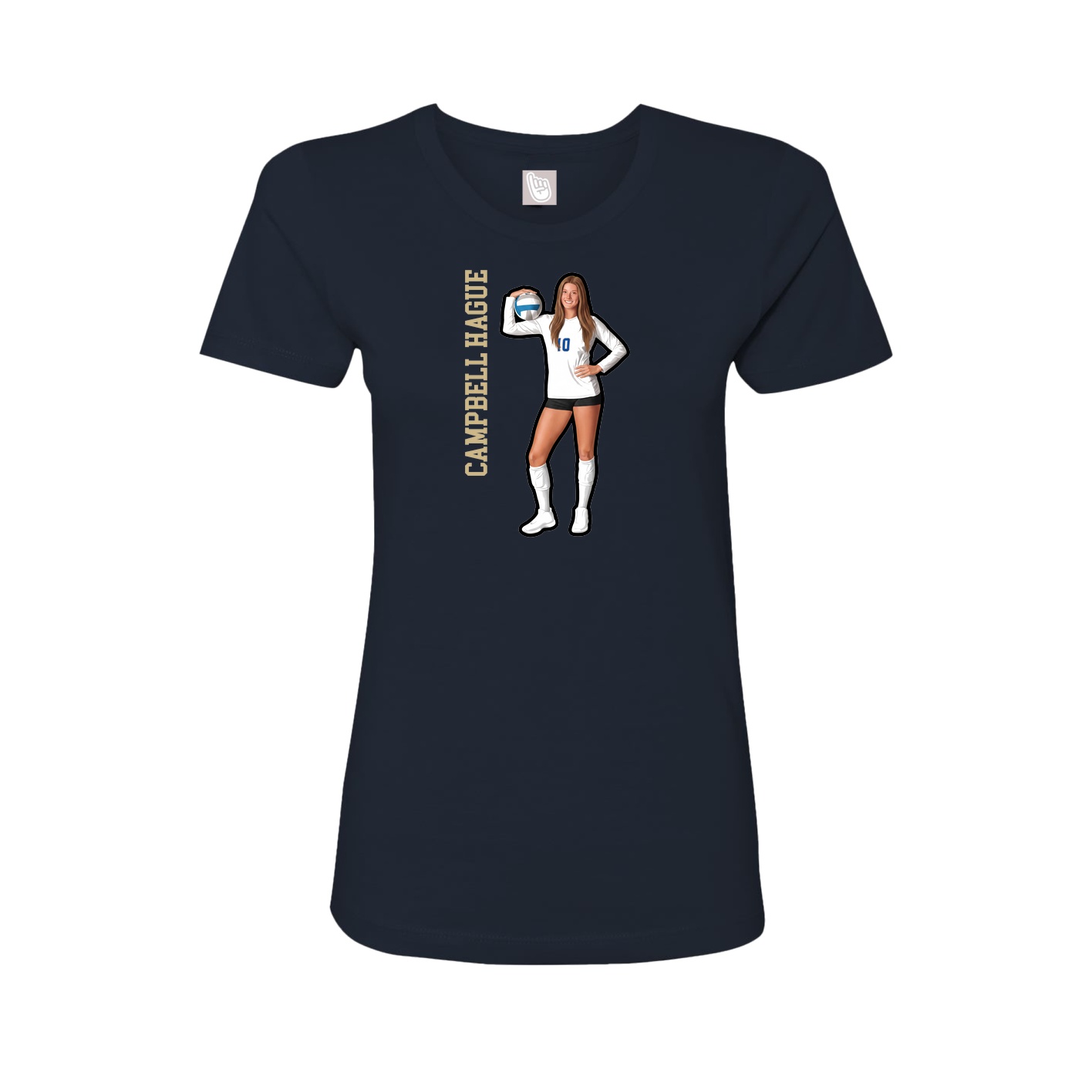 Fitted Women's Tee — Name Vertical in Navy