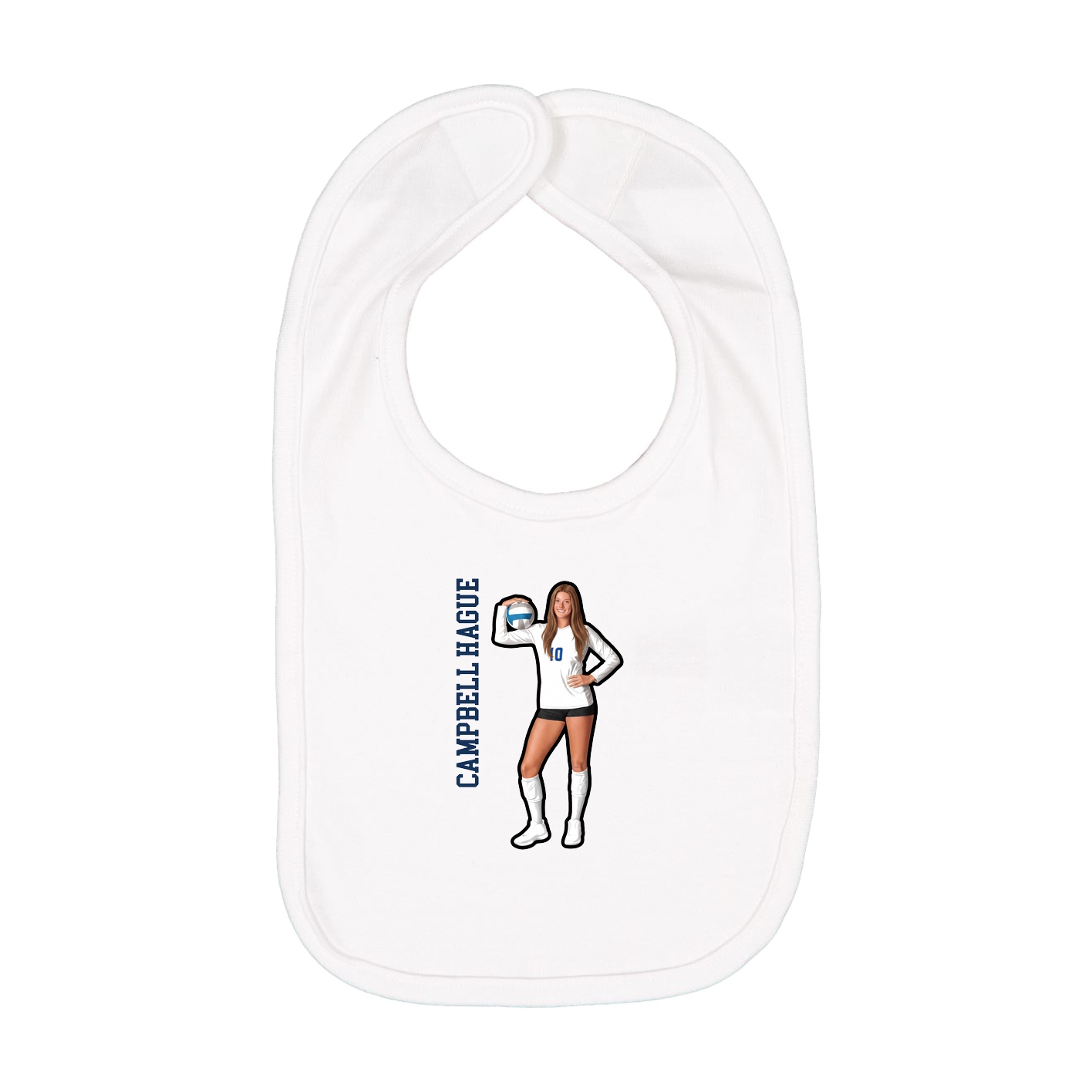 Infant Bib — Name Vertical in White