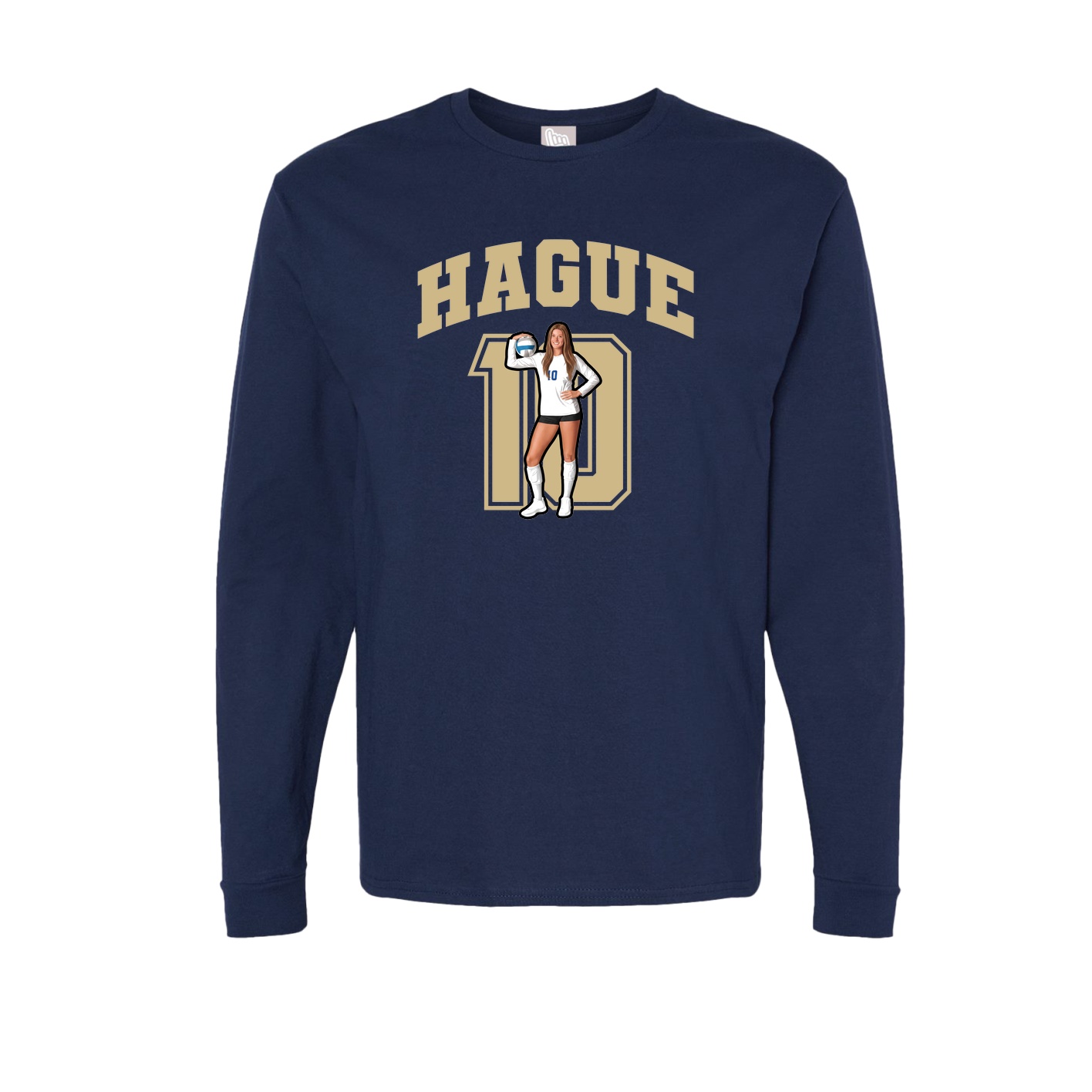 Long Sleeve Tee — Number in Navy