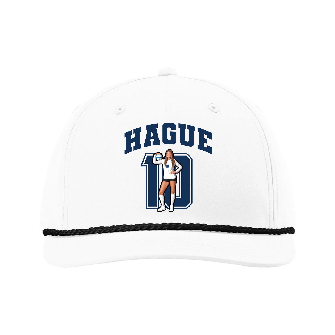 Five-Panel Classic Rope Cap — Number in White