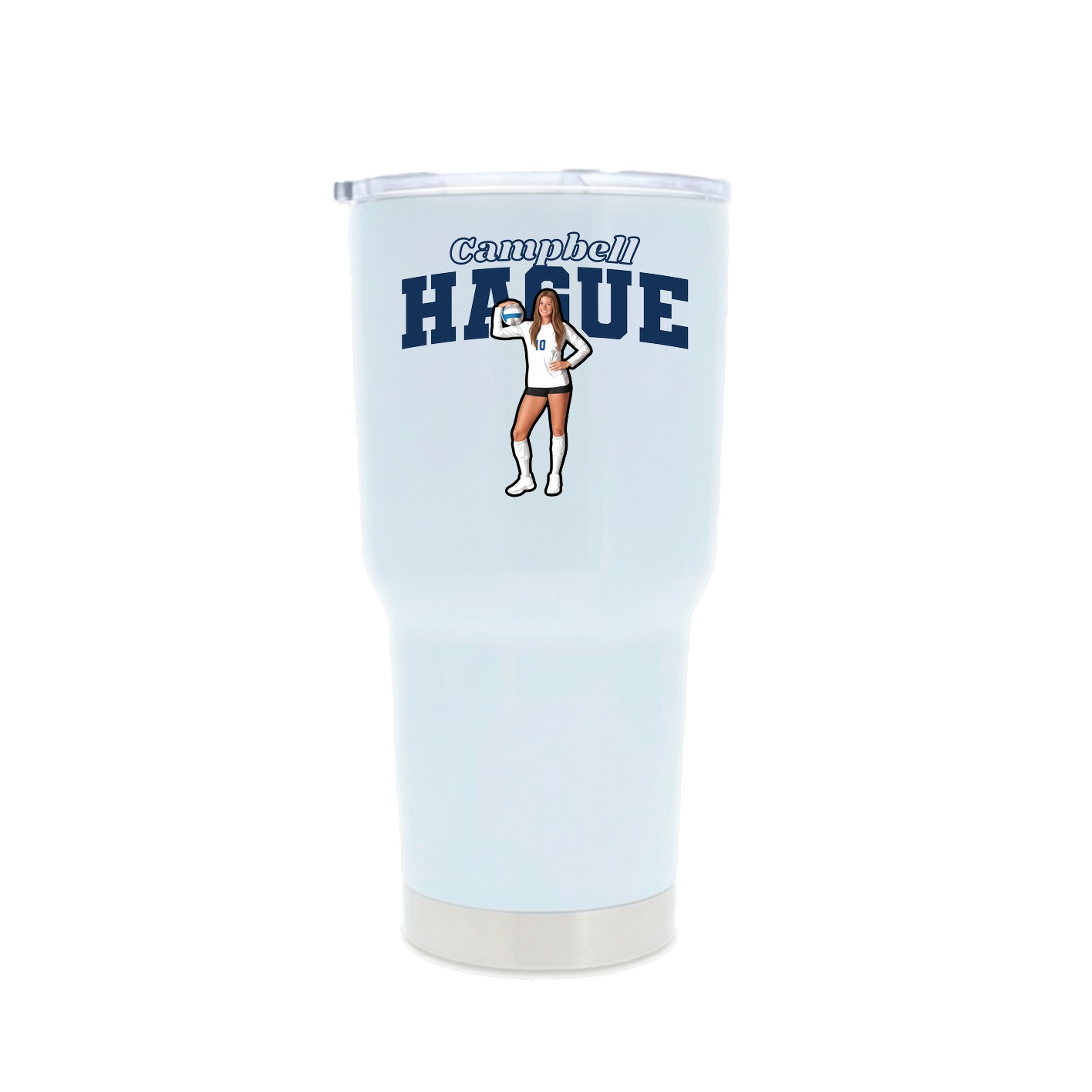 30oz Stainless Steel Tumbler — Name Arch in White
