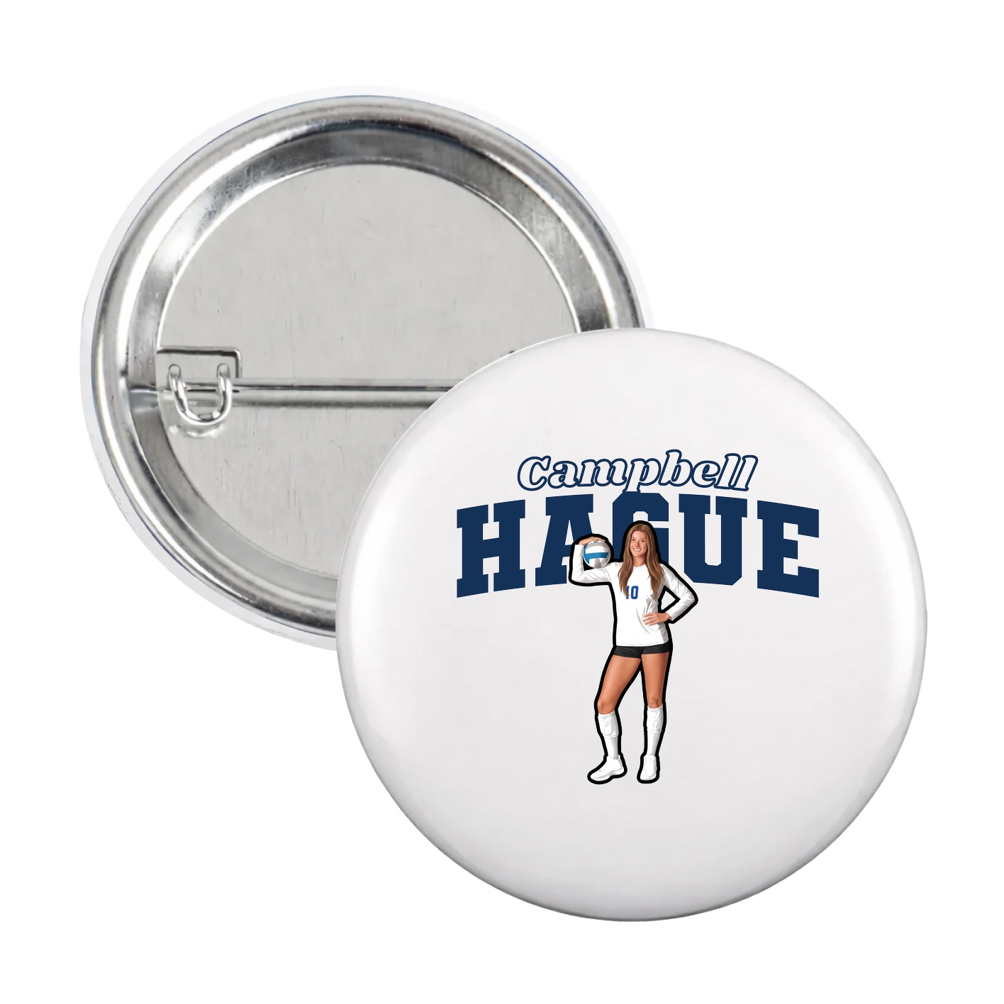 Game Day Button — Name Arch in White