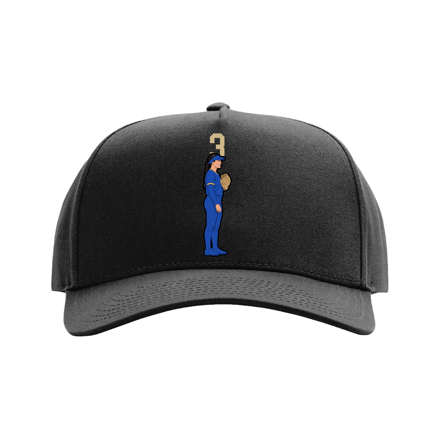 Full Fabric Five-Panel Champ Cap — Number Top in Black