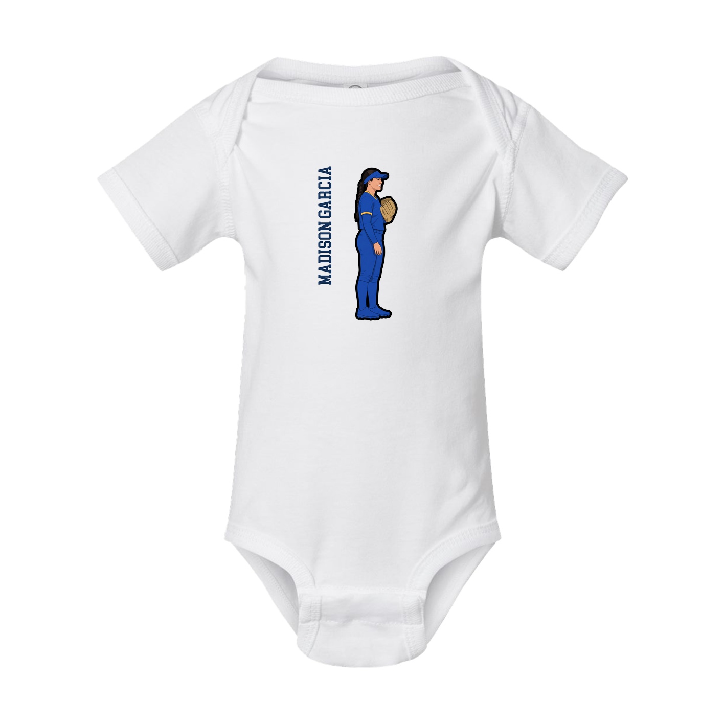 Baby Onesie — Name Vertical in White