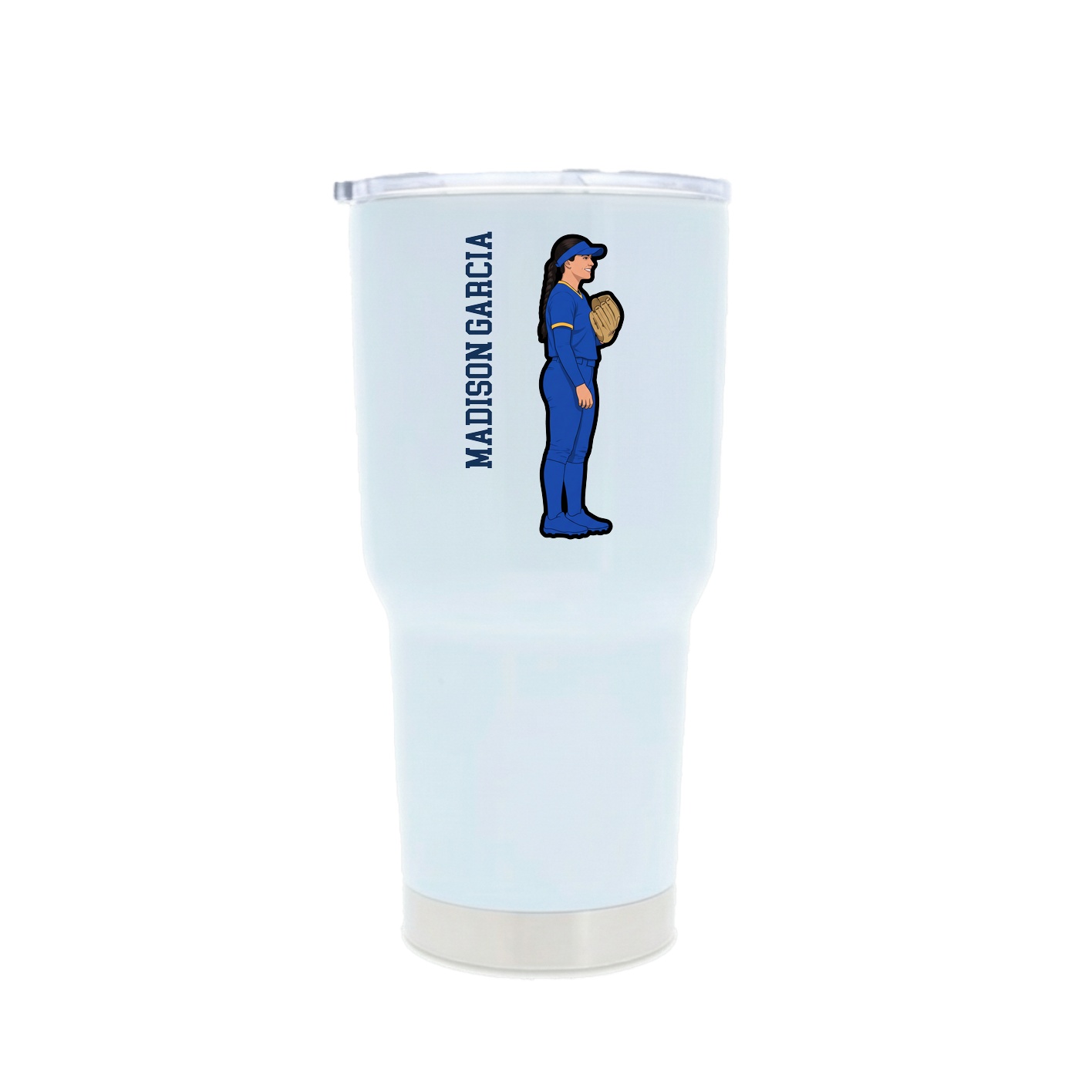 30oz Stainless Steel Tumbler — Name Vertical in White