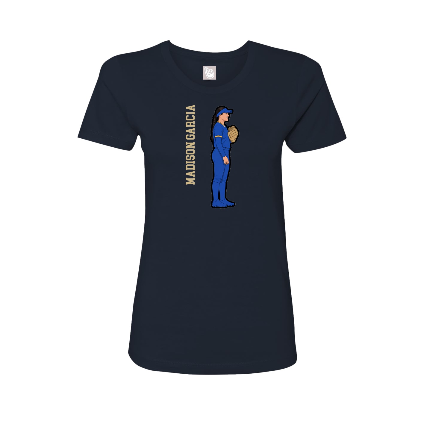 Fitted Women's Tee — Name Vertical in Navy