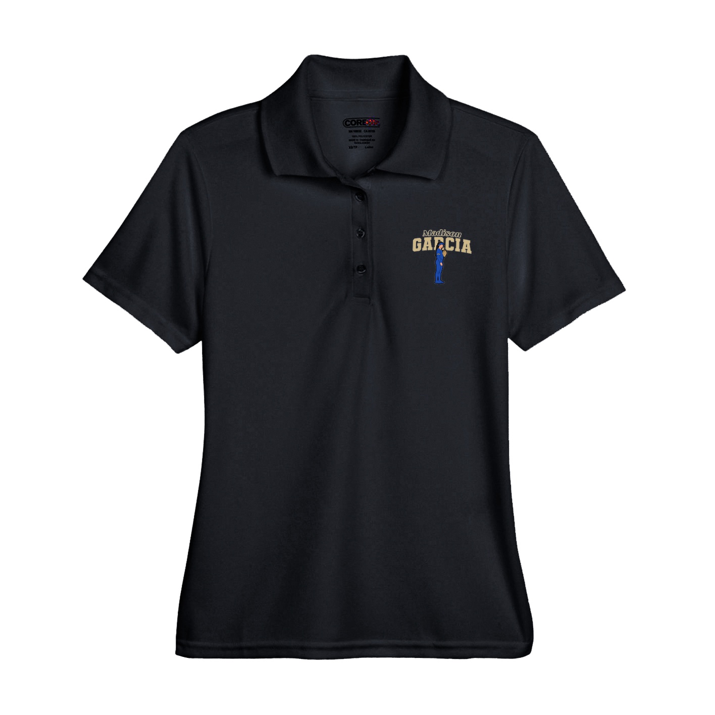 Womens Performance Polo — Name Arch in Black