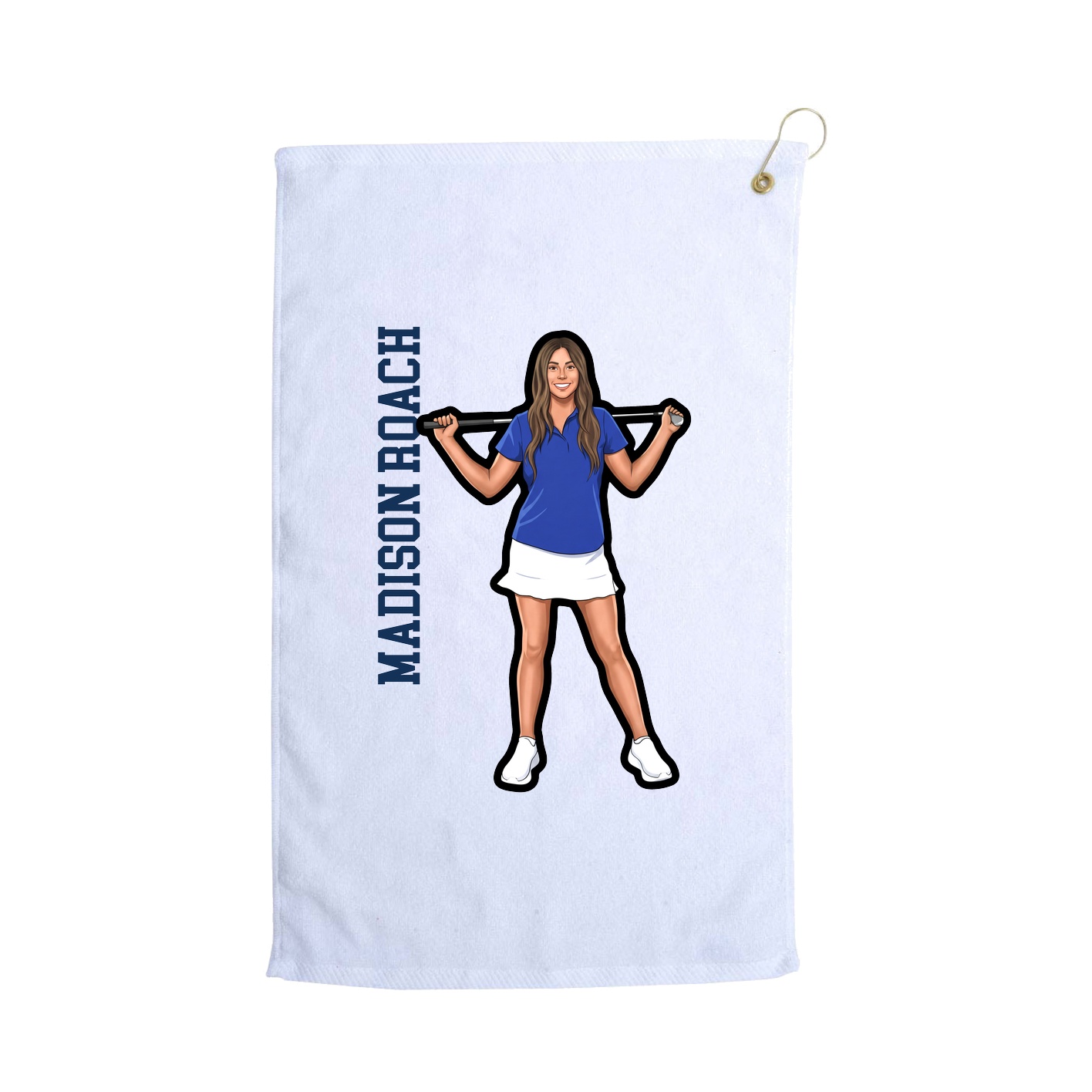 Golf Towel — Name Vertical in White